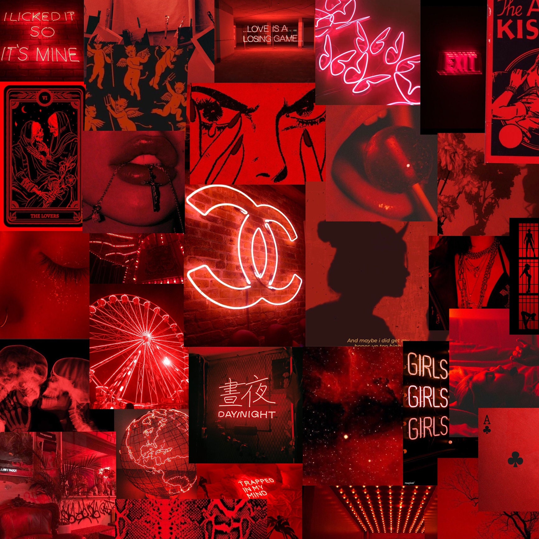 PCS printed Red Boujee Collage Kit Baddie Aesthetic