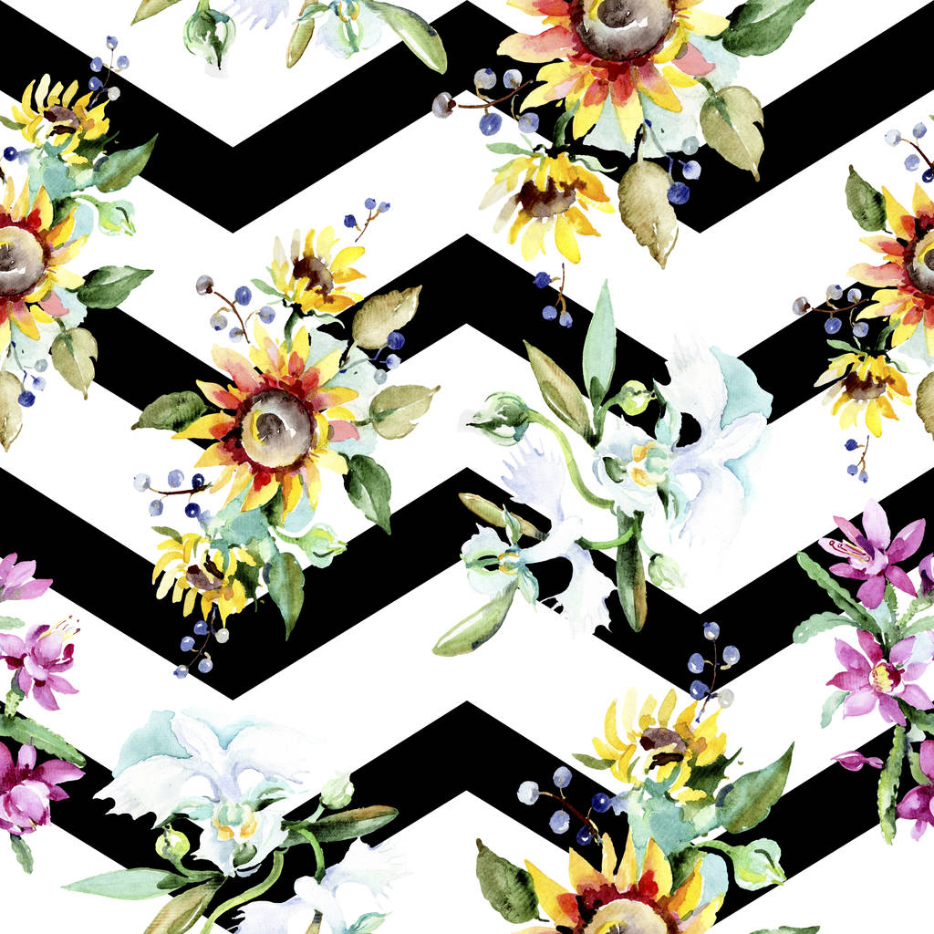 Beautiful Watercolor Flowers Background. Watercolour Drawing Aquarelle. Free and Image