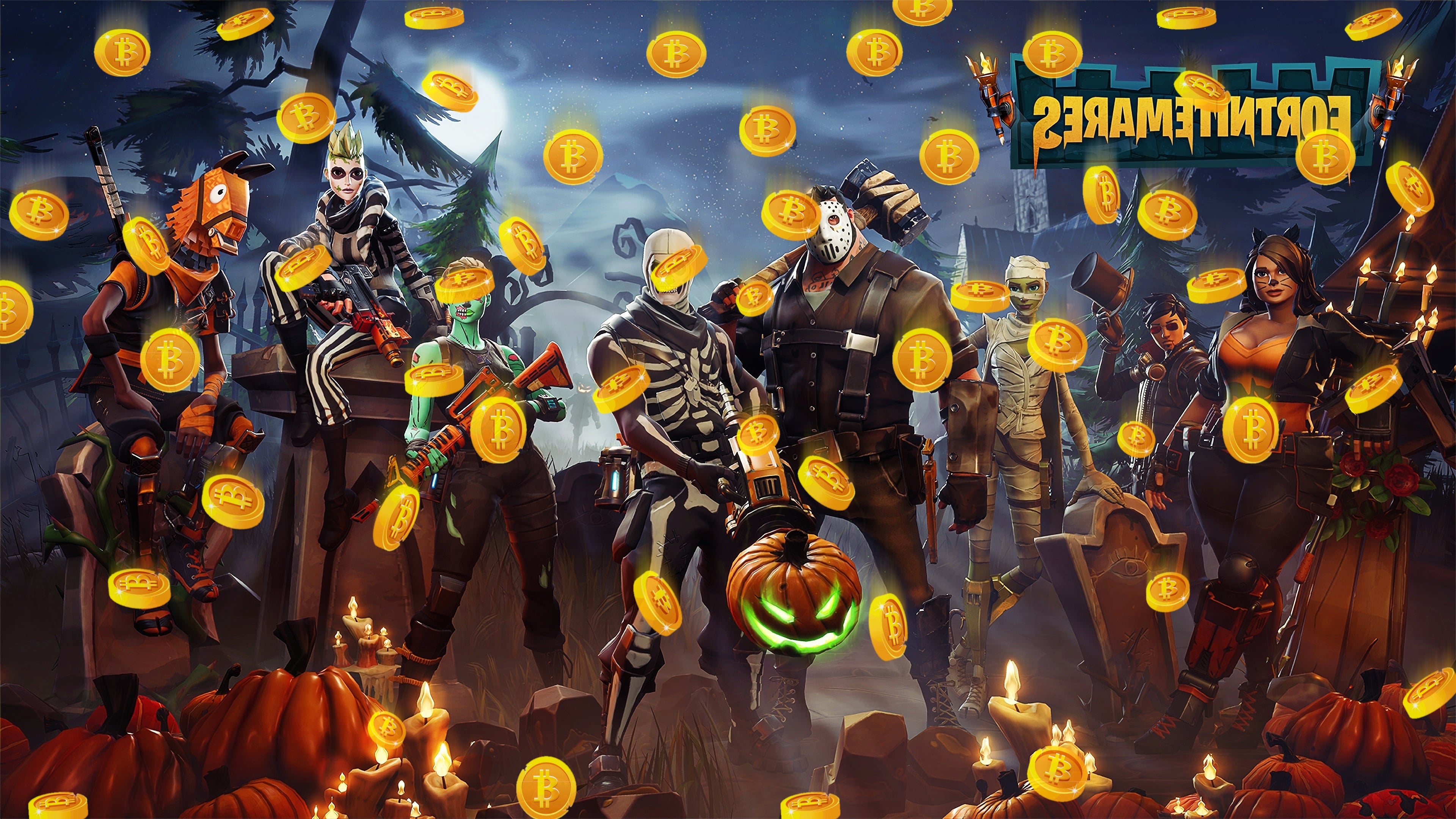 Bitcoins From Above Fortnite Halloween Skins Fortnitemares Z302 Wallpaper