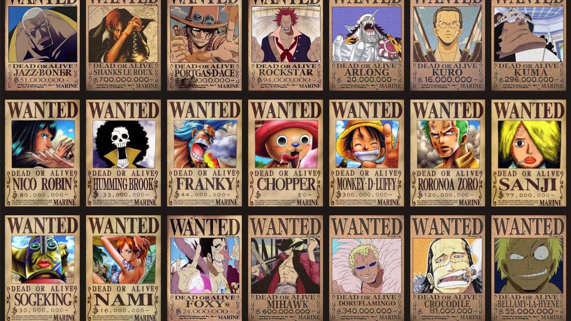 One Piece Wanted Posters wallpaper in 1920x1080 resolution