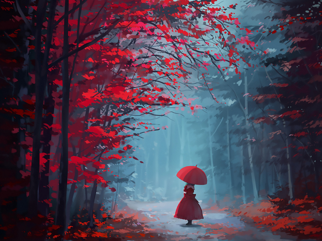 Touhou, autumn, tree, forest, girl wallpaper, HD image, picture, background, d01bf2