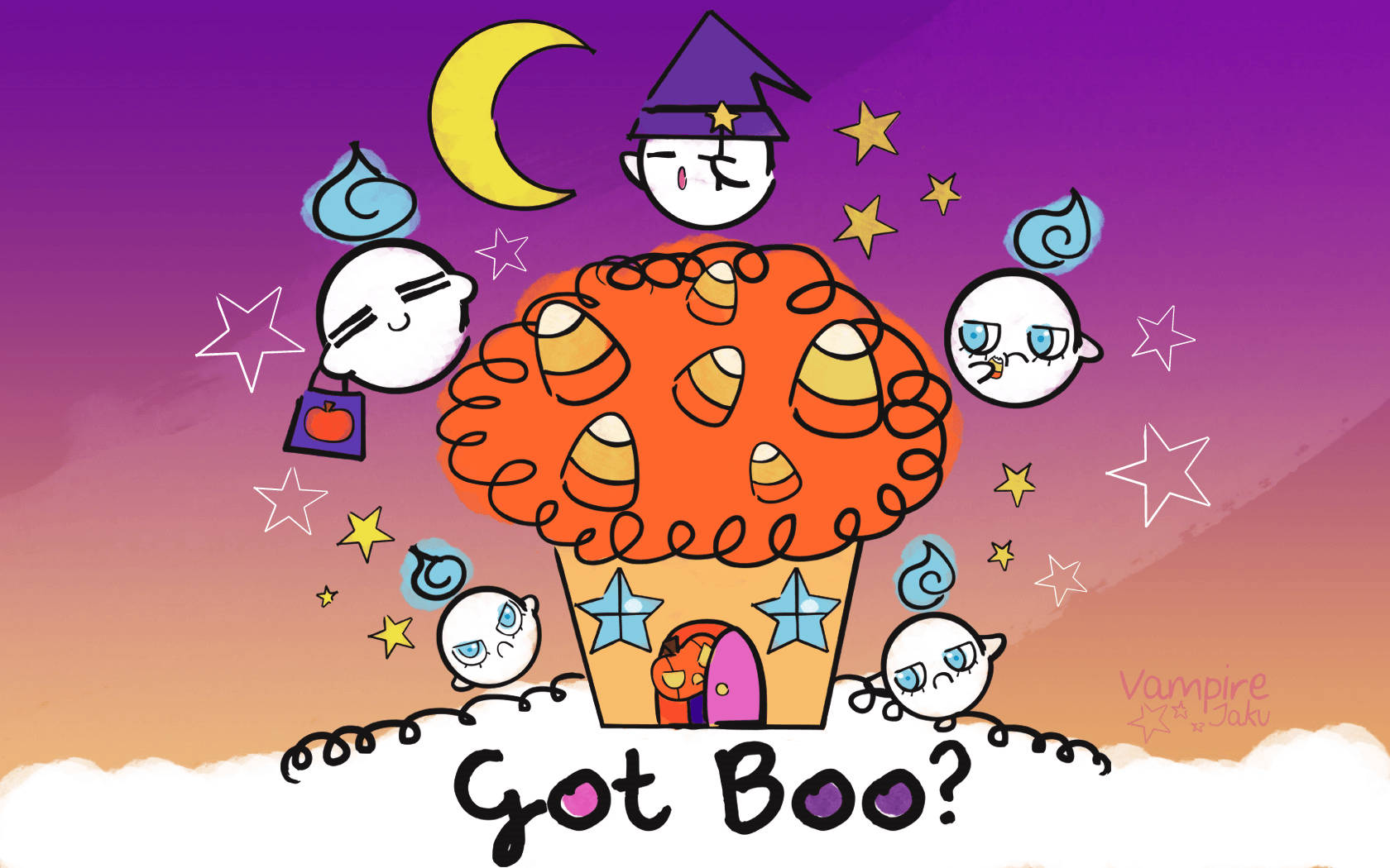 Download Kawaii Halloween Ghosts Wallpaper