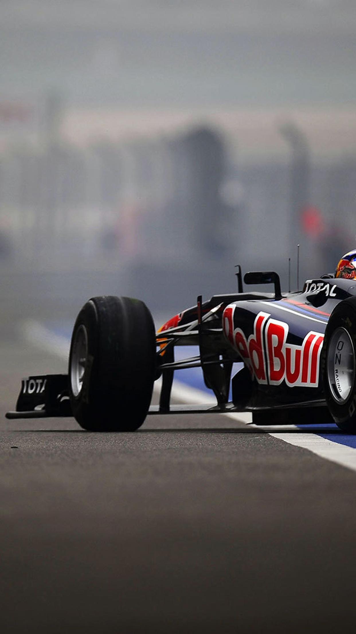 Red Bull sponsor for Formula 1 team car on the road