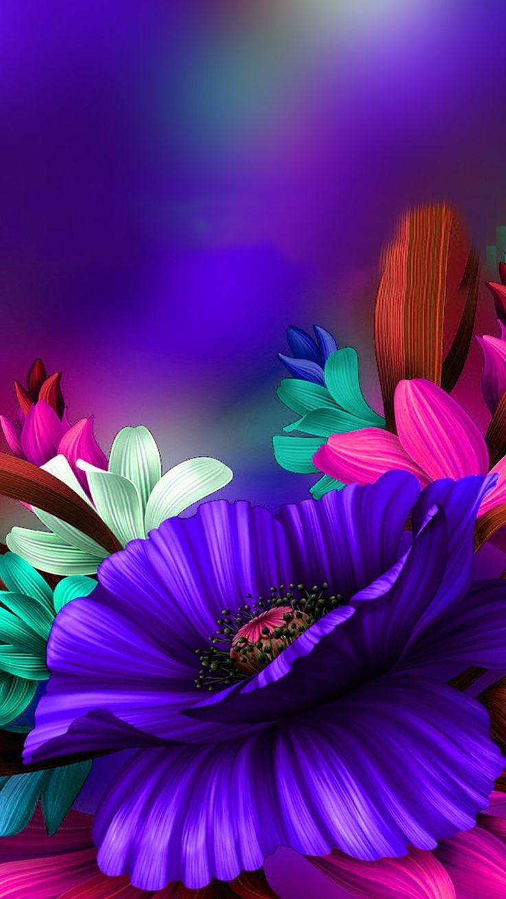 Wallpaper Beautiful bright colorful flowers! #flowers #purple #pink #bokeh #purpleflowers #pinkflowers #demerochell. Flower art, Flower wallpaper, Flower painting