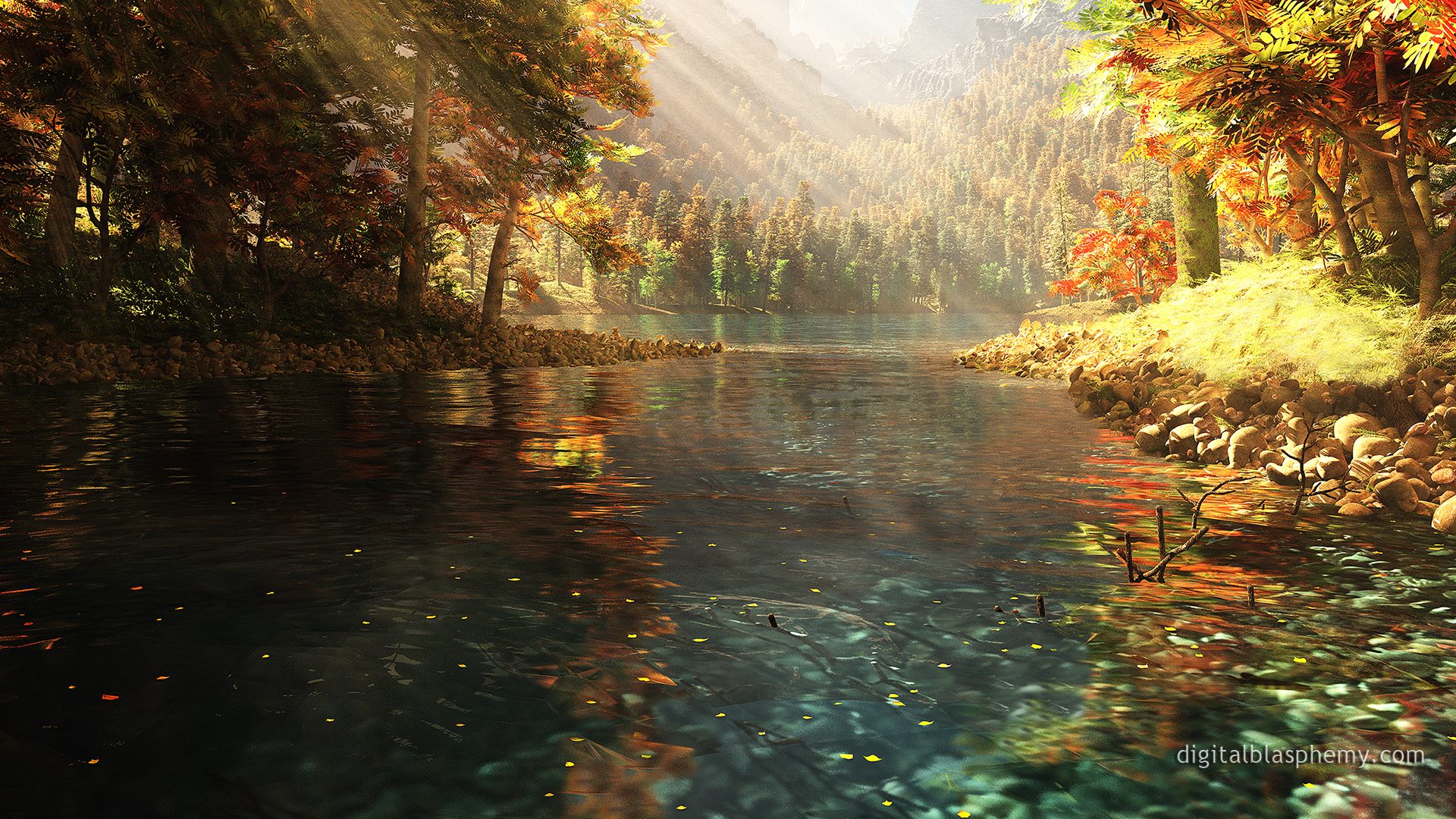 Digital Blasphemy 3D Wallpaper - FREE: Sierra Autumn at 1920 x 1080