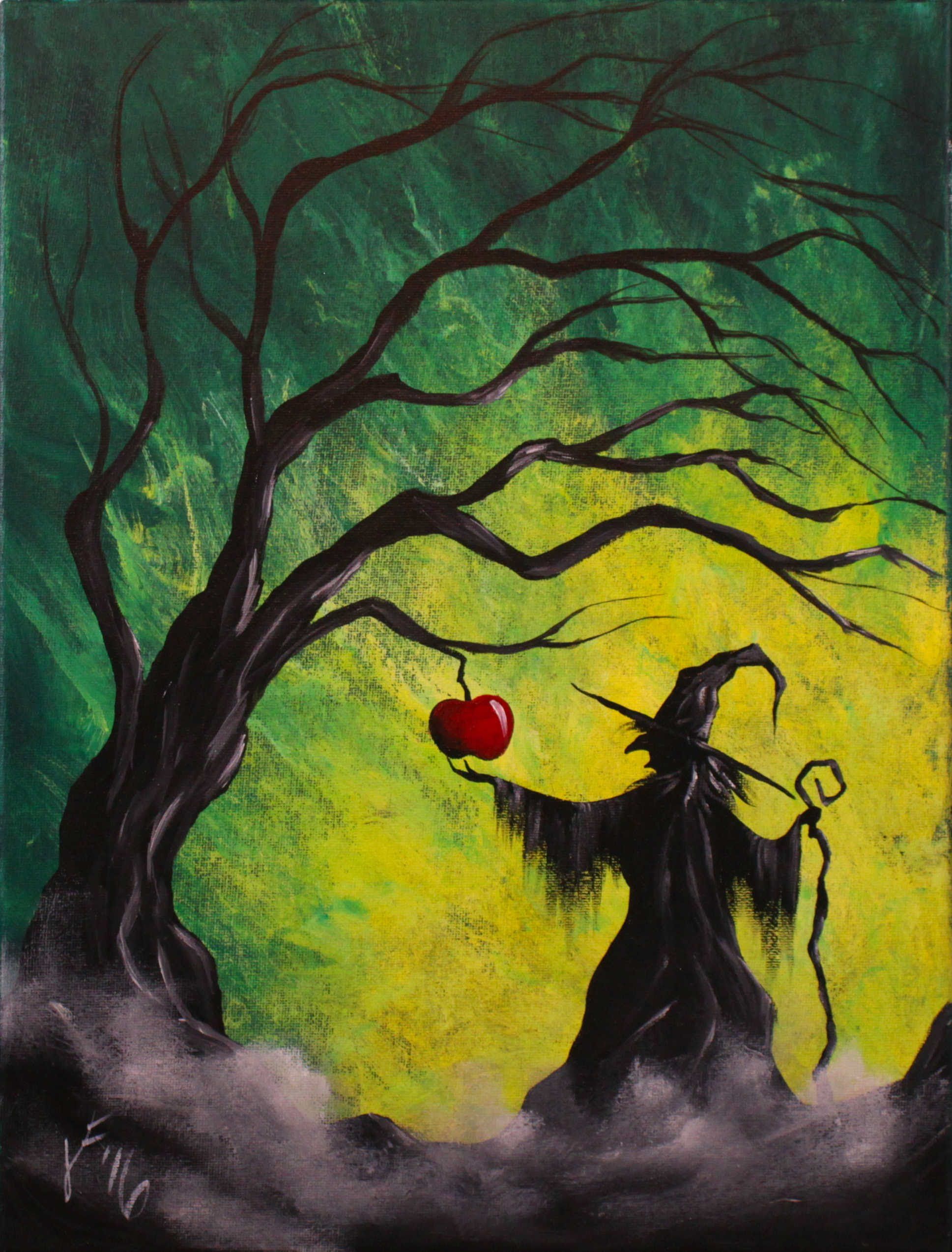 Enchanted Apple Step by Step Acrylic Painting on Canvas for Beginners. Halloween canvas paintings, Fall canvas painting, Acrylic painting canvas