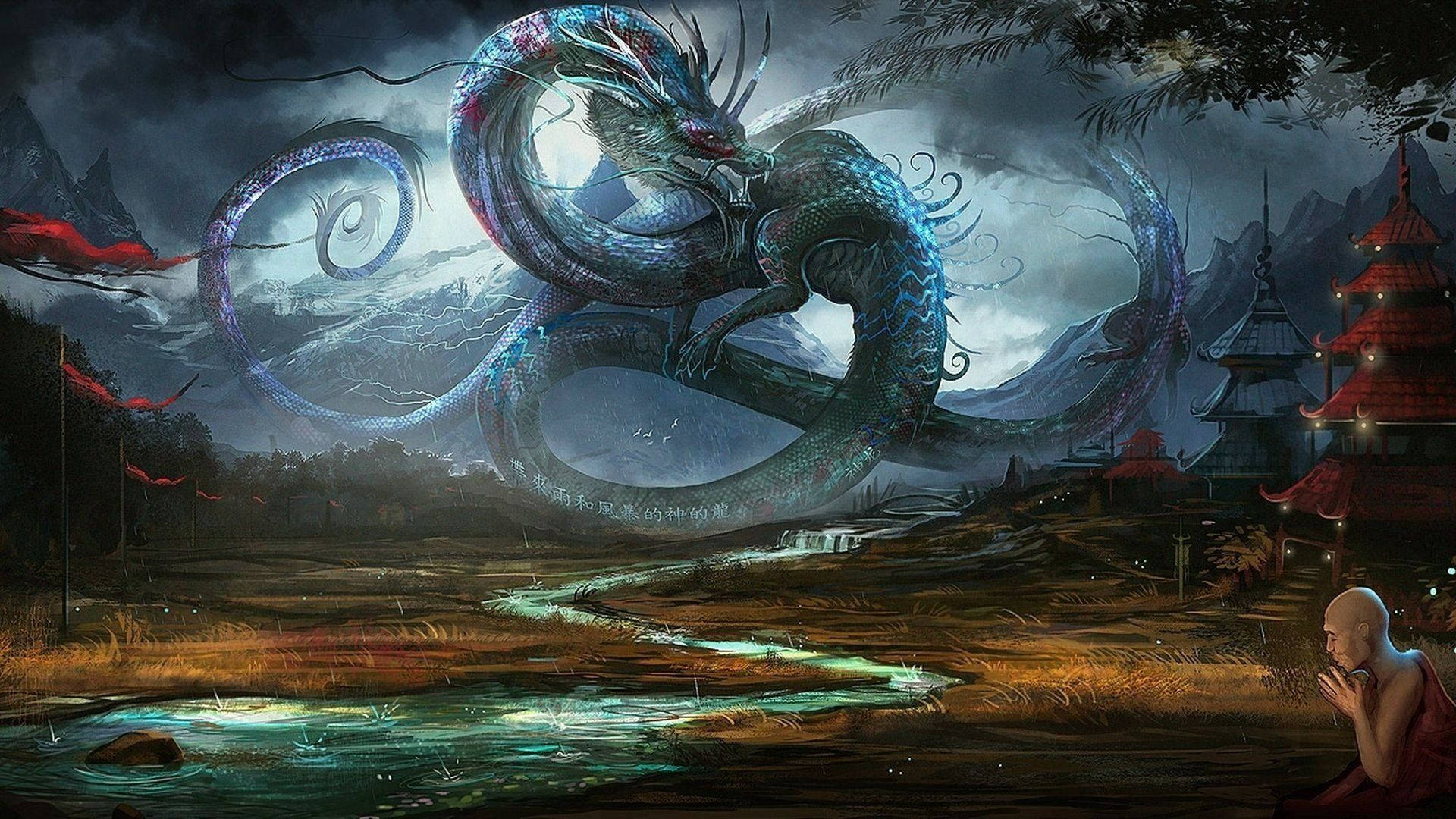 Download Awesome Ancient Chinese Dragon Fantasy Wallpaper