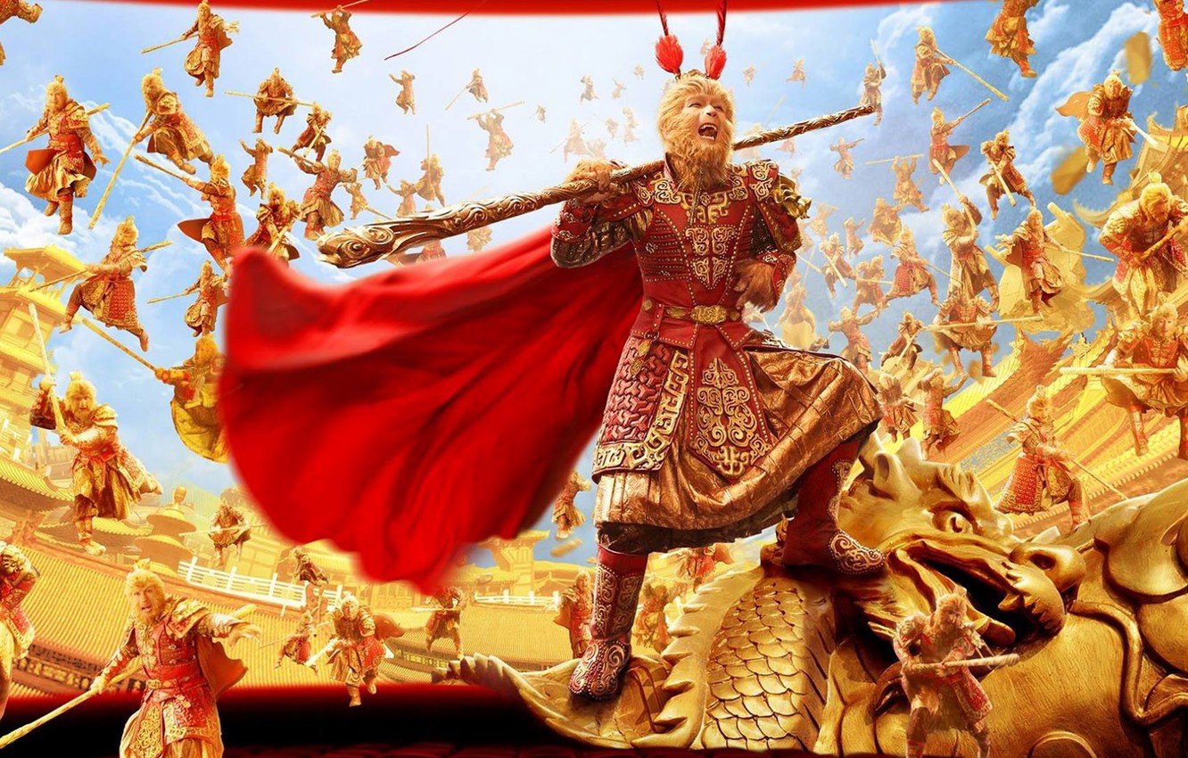 Wallpaper China, cinema, gun, golden, gold, armor, sky, clouds, army, movie, bat, dragon, legend, clones, hero, asian image for desktop, section фильмы