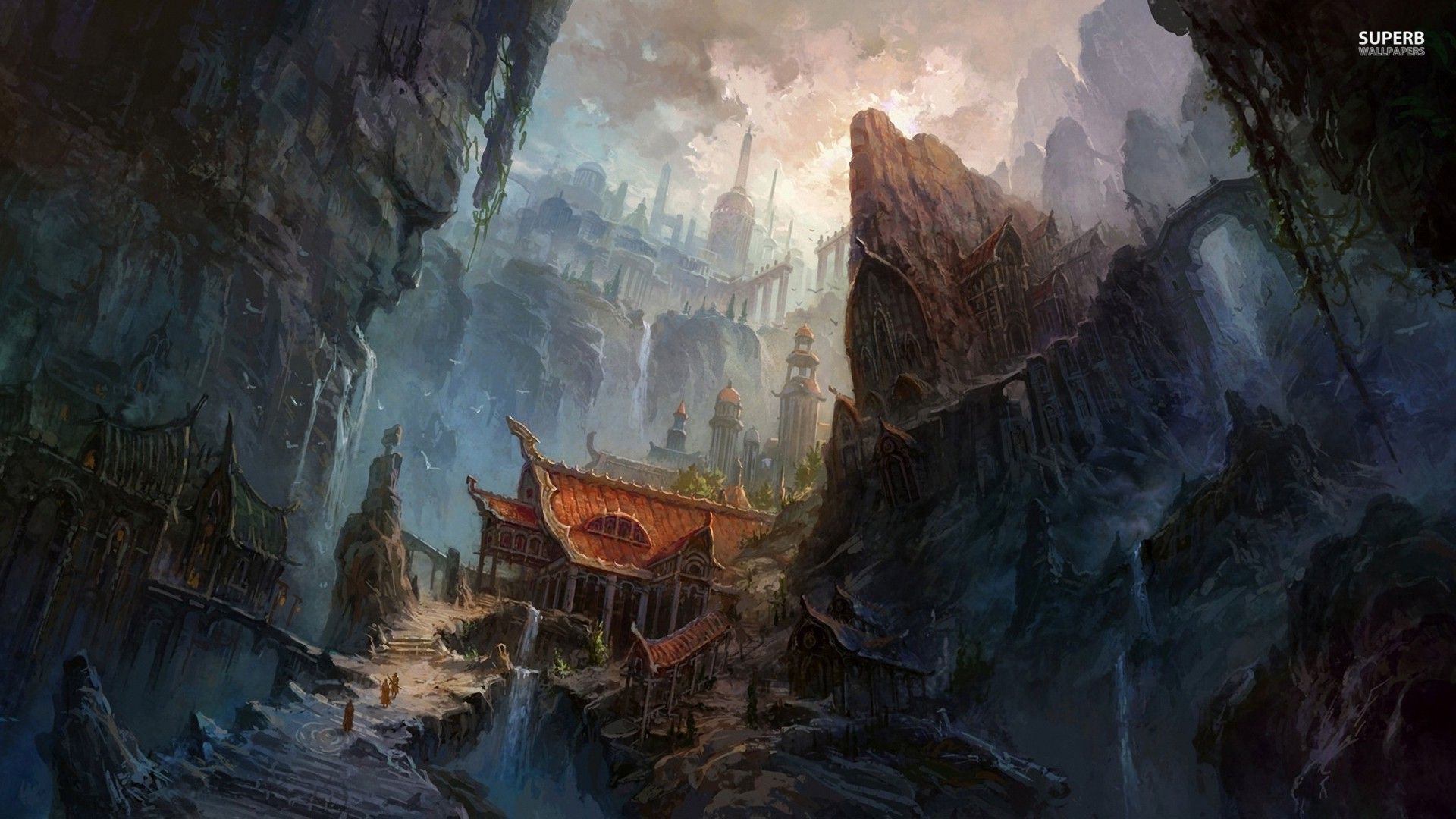 ancient china wallpaper, action adventure game, cg artwork, painting, mythology, art