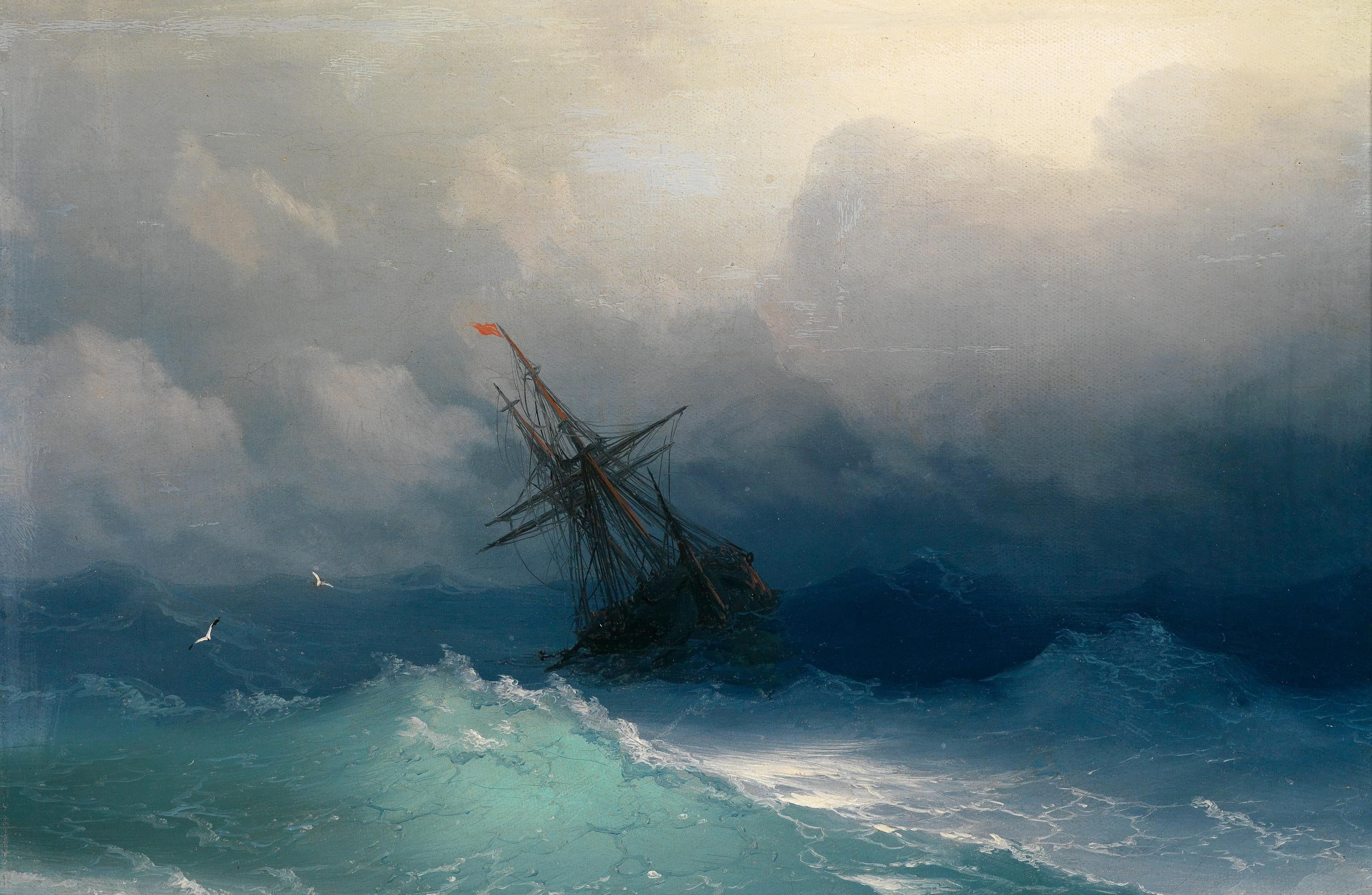 ship #artwork #sea Ivan Aivazovsky K #wallpaper #hdwallpaper #desktop. Seascape paintings, Water painting, Seascape