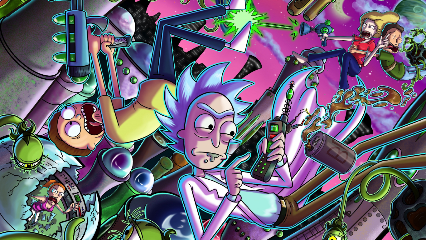 Download wallpaper 1366x768 rick and morty, tv series, cartoon, digital art, tablet, laptop, 1366x768 HD background, 2318