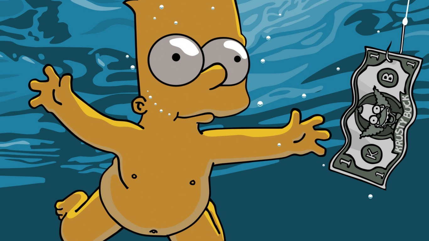 Download wallpaper cartoon, The simpsons, simpsons, Bart, Nevermind, Nirvana, section films in resolution 1366x768