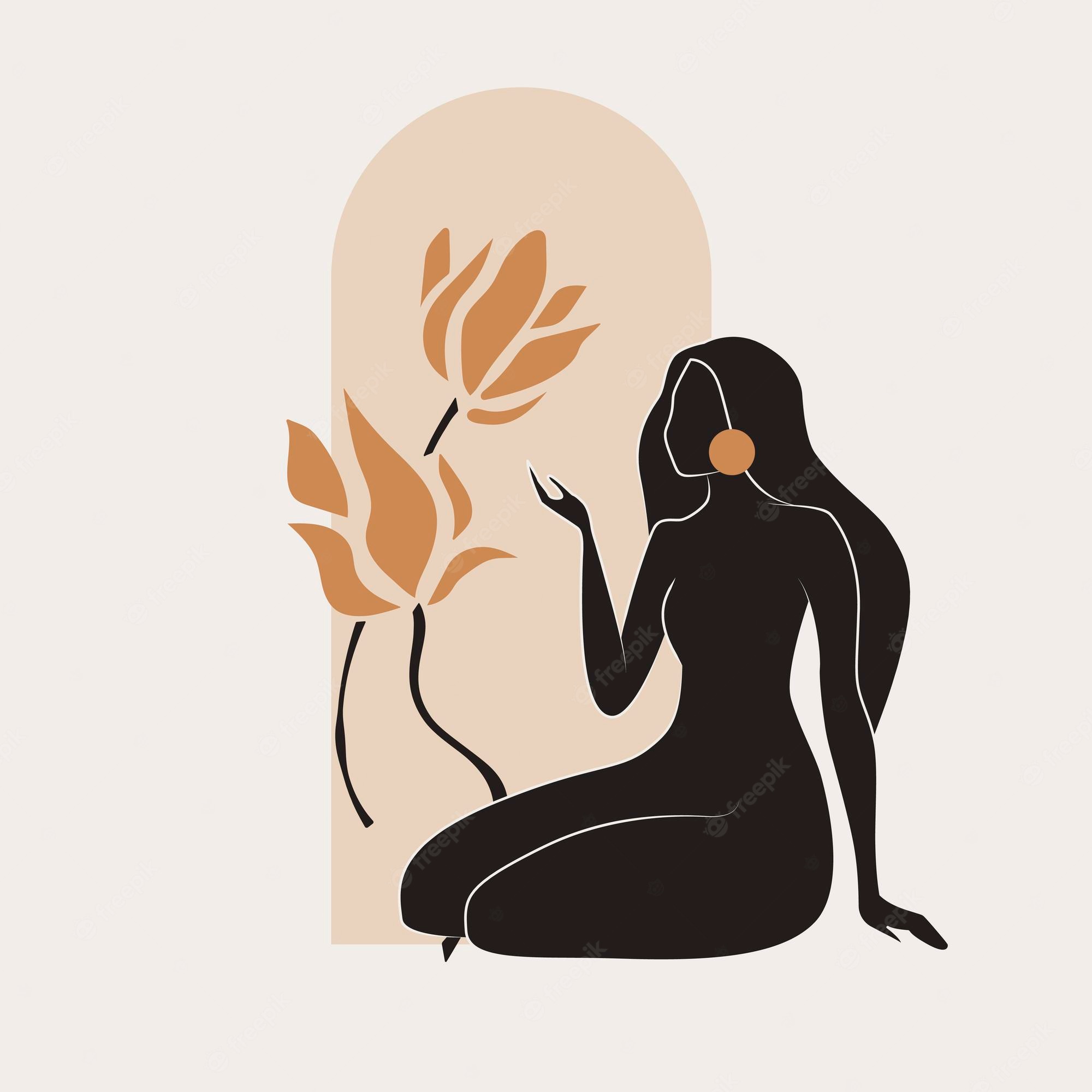 Premium Vector. Gold and black feminine wall art vector set artistic drawing of a silhouette in a mystical and abstract form abstract body art design for print cover wallpaper minimal wall