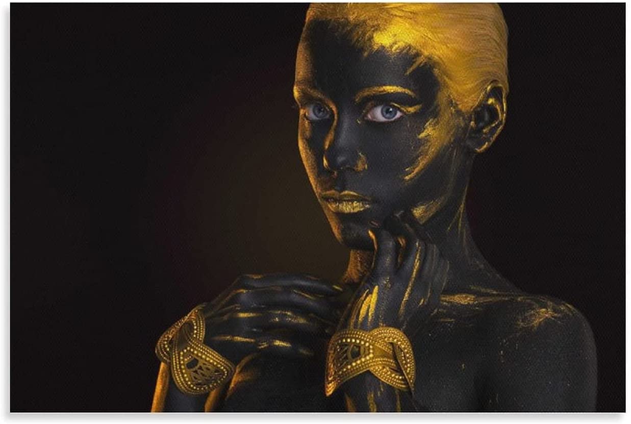 Buy Painting Portraits Decorative Body Art Nude Female Photo Print Wall Picture Hotel Girl Black Gold Large Poster Room Decor Bathroom Decor Canvas Print Poster and Picture Print Modern Fam Online