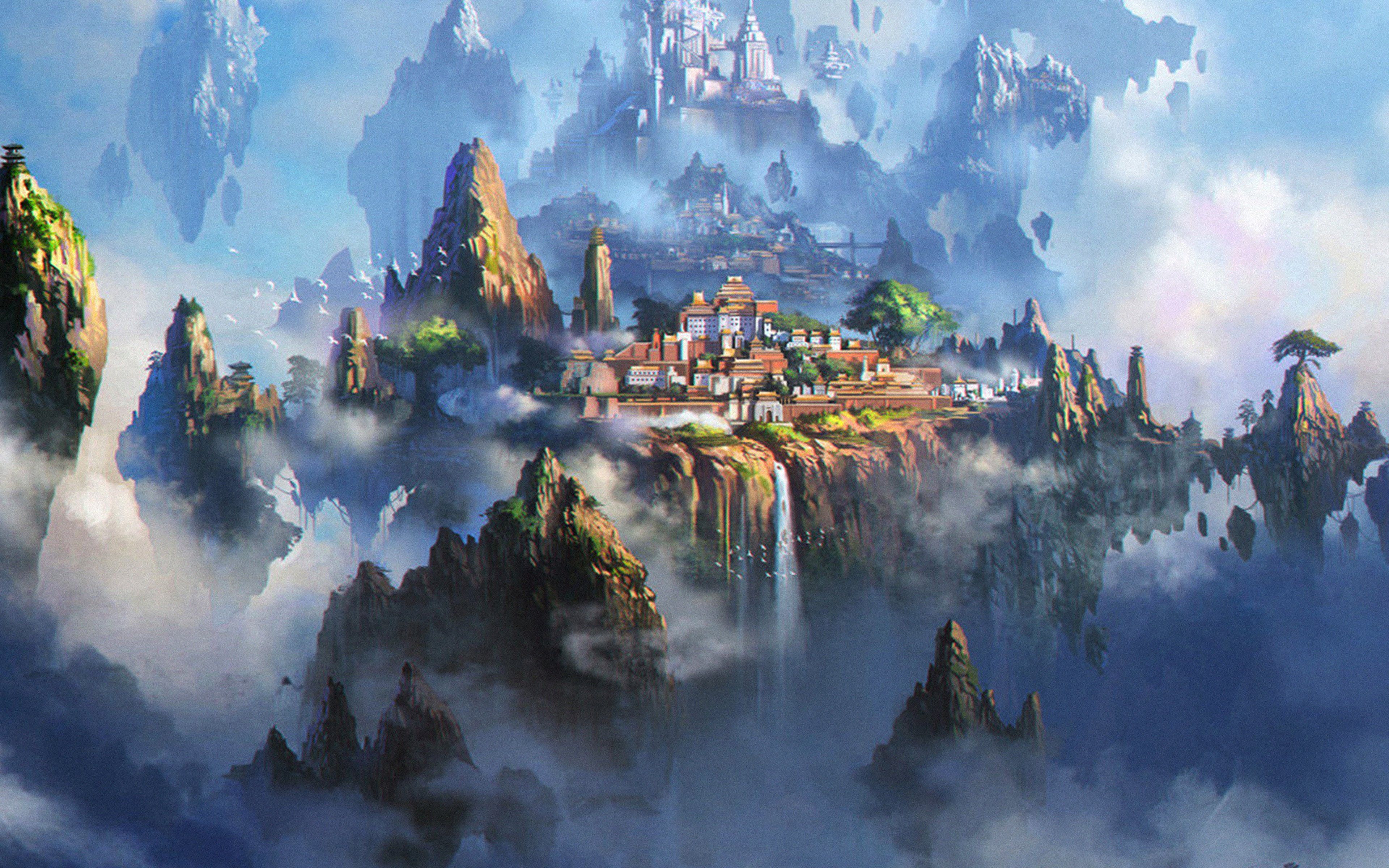 cloud #town #fantasy #anime #liang #xing #illustration #art K #wallpaper #hdwallp. Anime wallpaper, Laptop wallpaper desktop wallpaper, Cute desktop wallpaper