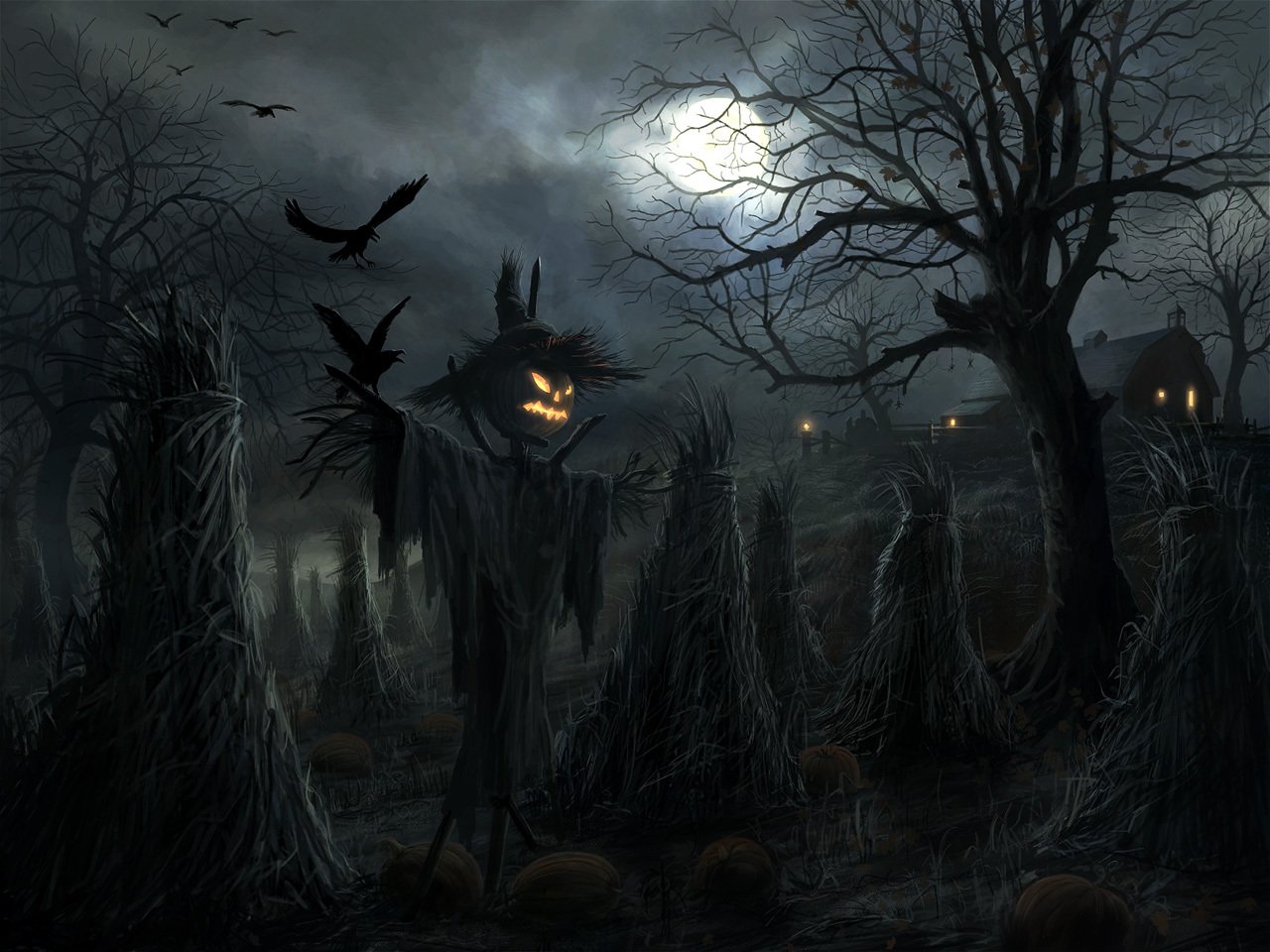 Mobile wallpaper: Halloween, Landscape, Holidays, Night, Moon, 13757 download the picture for free
