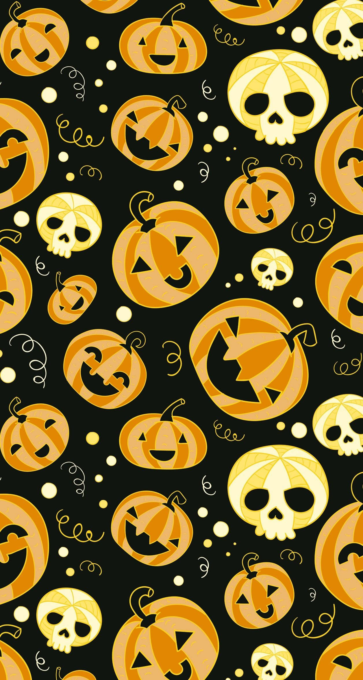 Download Pumpkins And Skulls Halloween iPhone Wallpaper