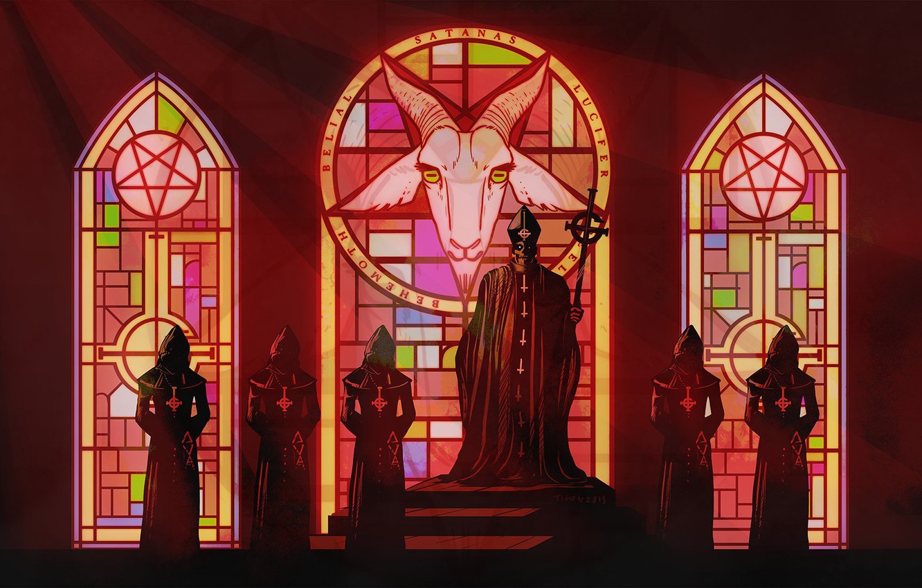 Wallpaper Church, ghost, the altar, art, band, Baphometh, occult, Nameless Ghouls, the occult, Papa Emeritus image for desktop, section музыка