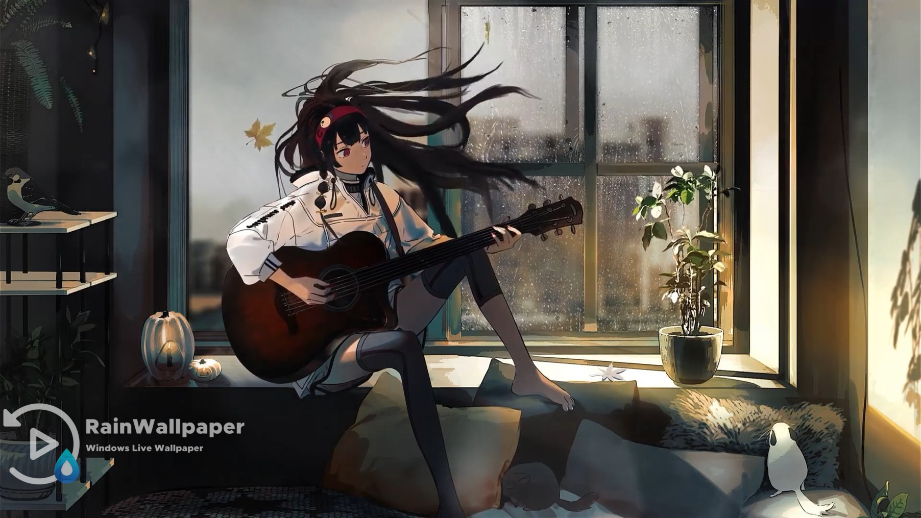 Anime Girl With Guitar Live Wallpaper