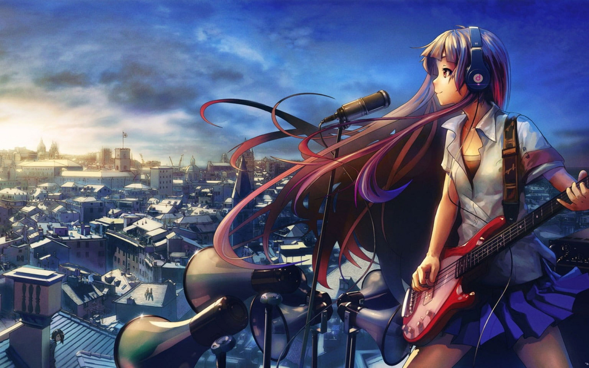 Anime Wallpaper, Music, Headphones, Guitar, Anime Girls • Wallpaper For You