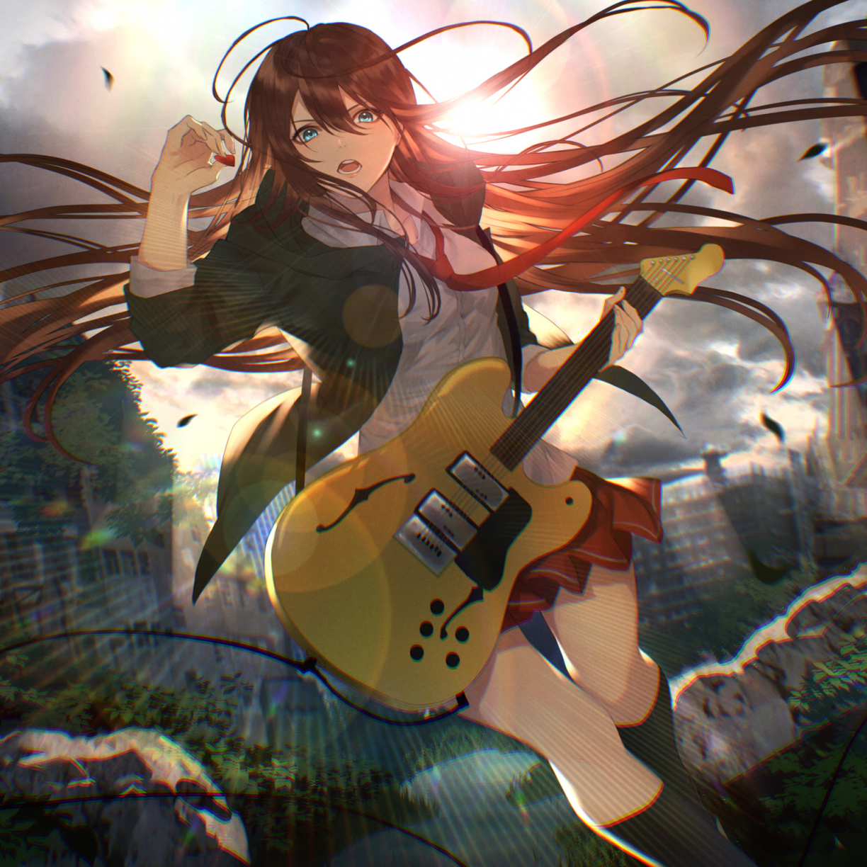 Guitar play, anime girl wallpaper, HD image, picture, background, 432790