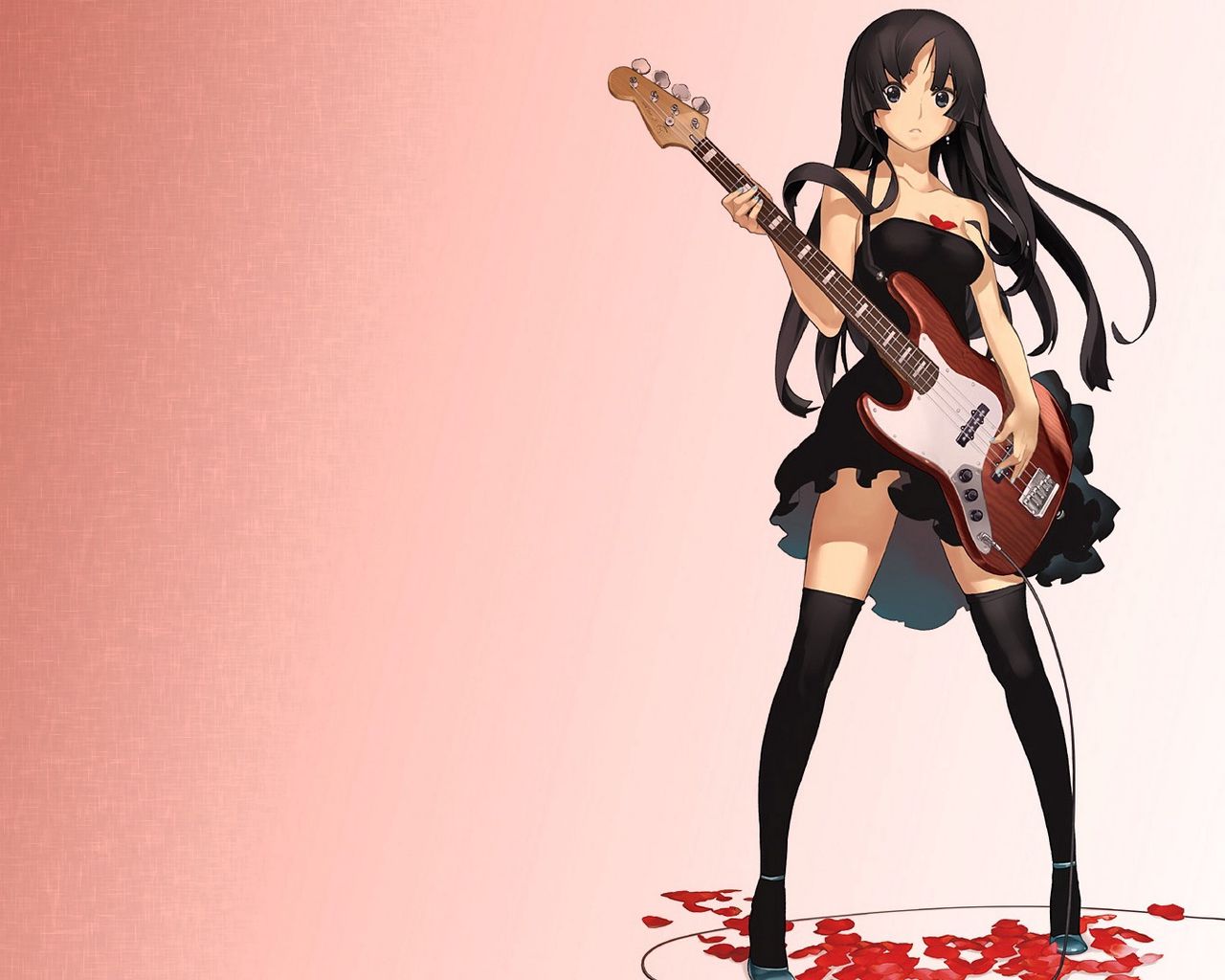 Download wallpaper 1280x1024 girl, anime, guitar, musician, rock standard 5:4 HD background