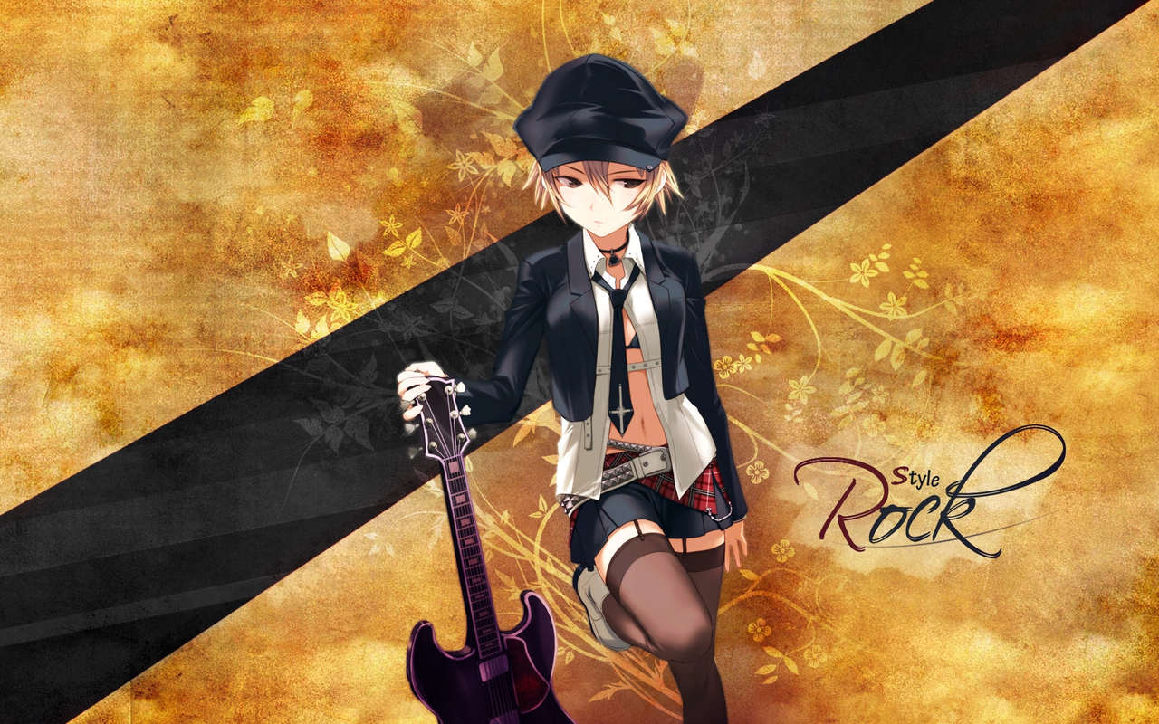 Download Anime Girl Guitar, Anime, Girl, Guitar Wallpaper in 1280x800 Resolution