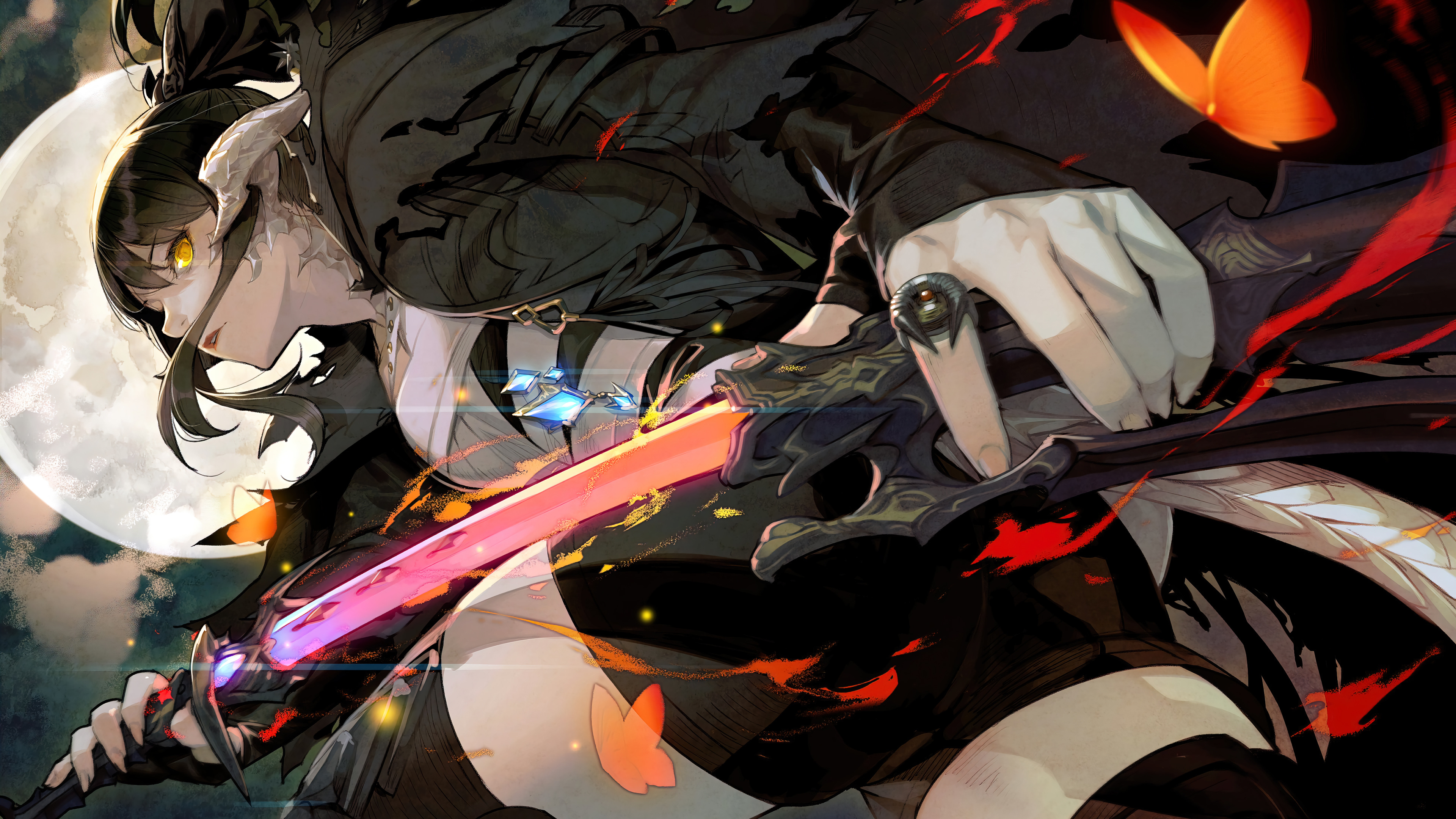 Anime Girl Warrior Sword Fantasy PC DeskK Wallpaper free Download
