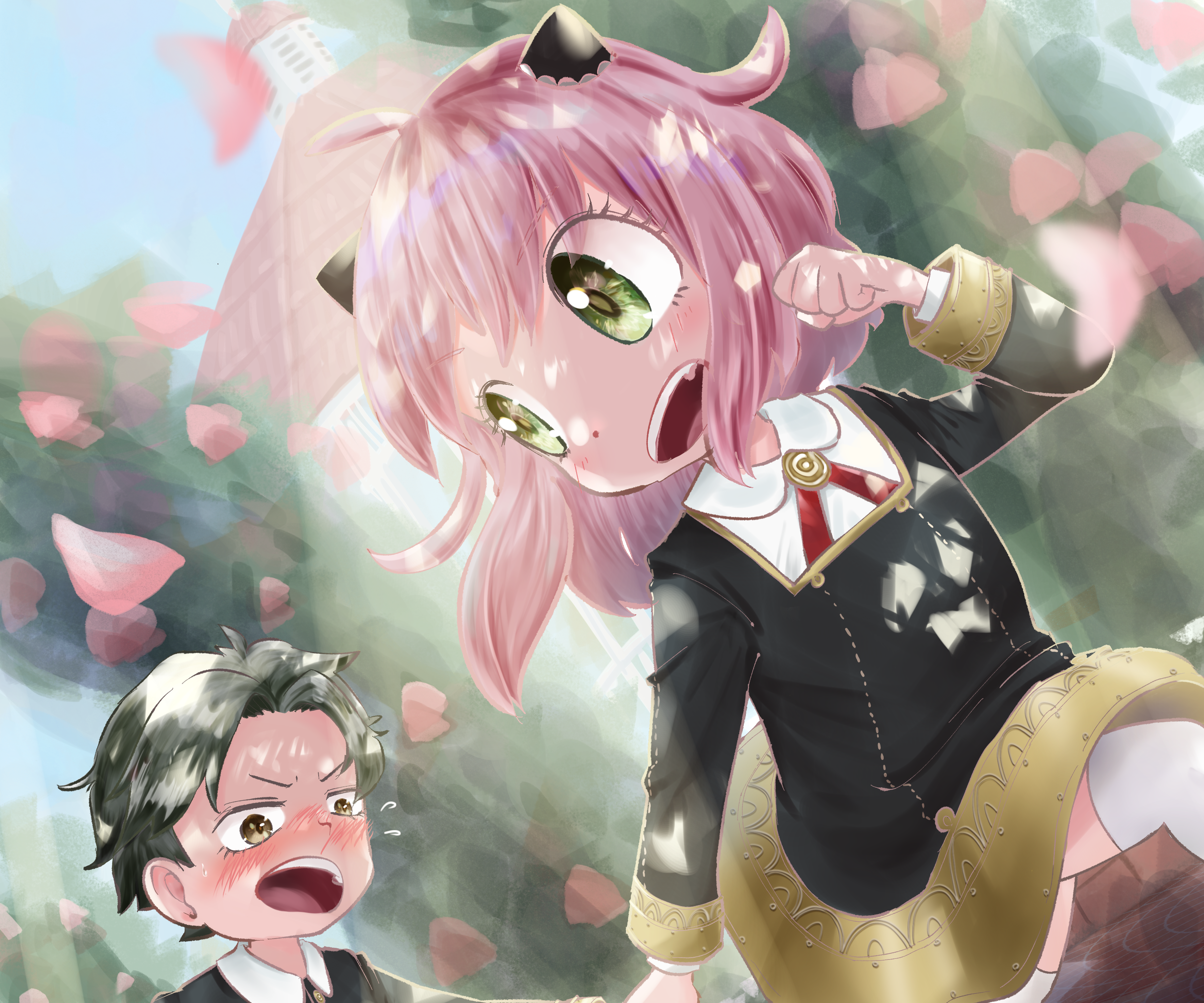 Anya Forger Damian Desmond Wallpaper:3541x2951