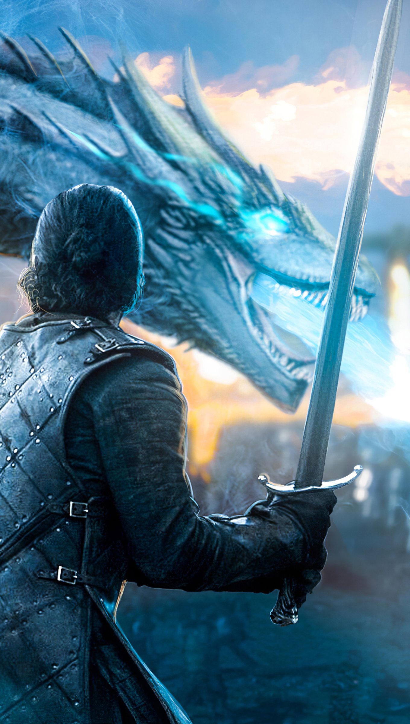 Jon Snow with dragon from Game of thrones Wallpaper 4k Ultra HD