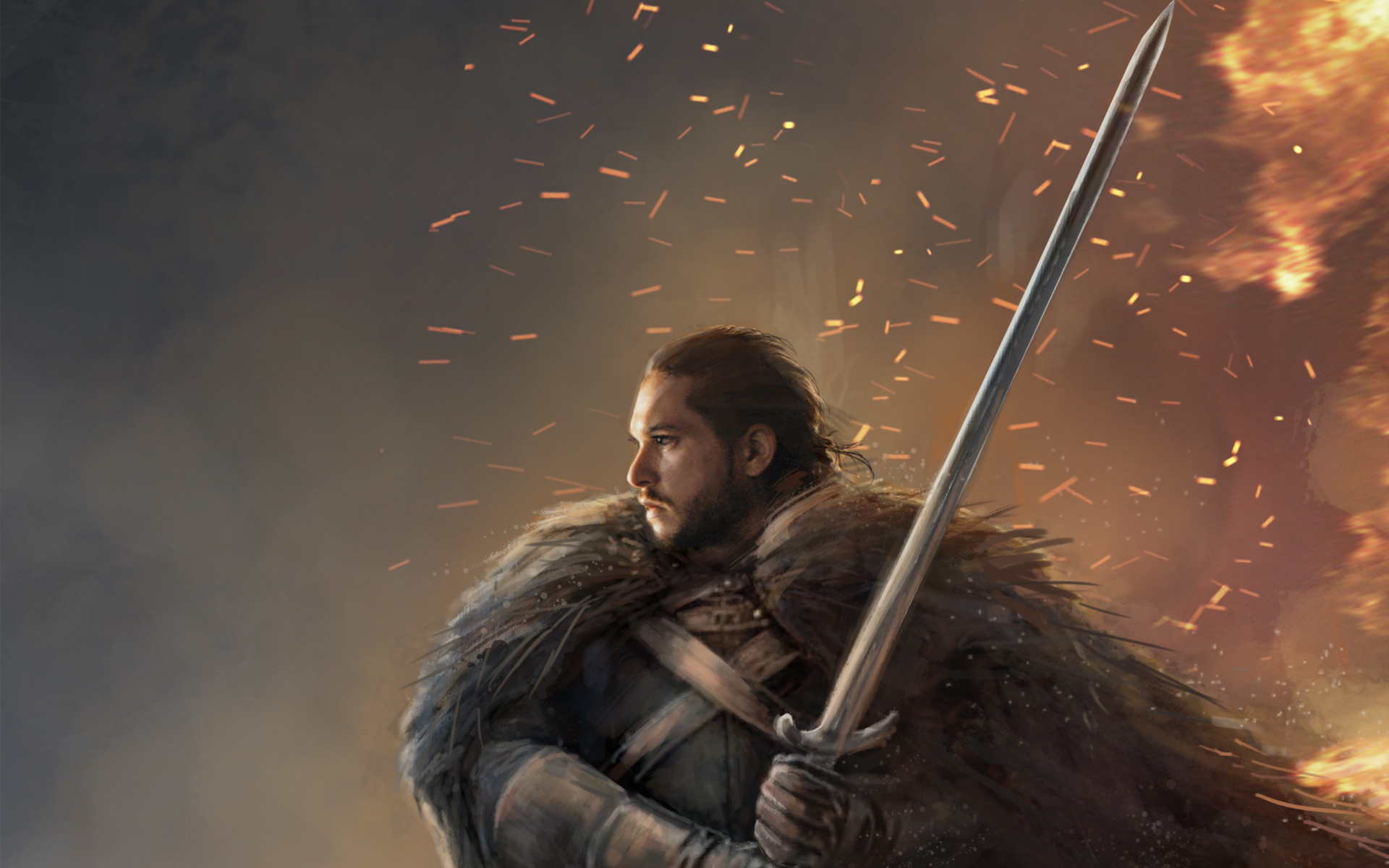 Wallpaper Game Of Thrones, Jon Snow, Sword, Warrior, Art background