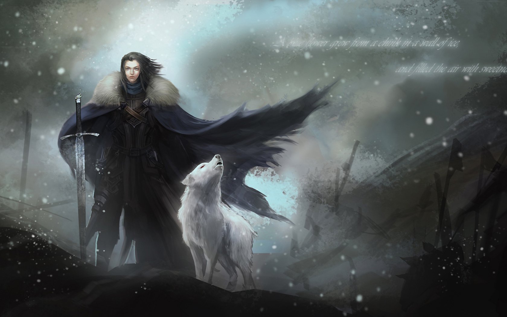 the, Game, Of, Thrones, John, Snow, Blizzard, Cloak, Armor, Sword, Lyutovolk Wallpaper HD / Desktop and Mobile Background