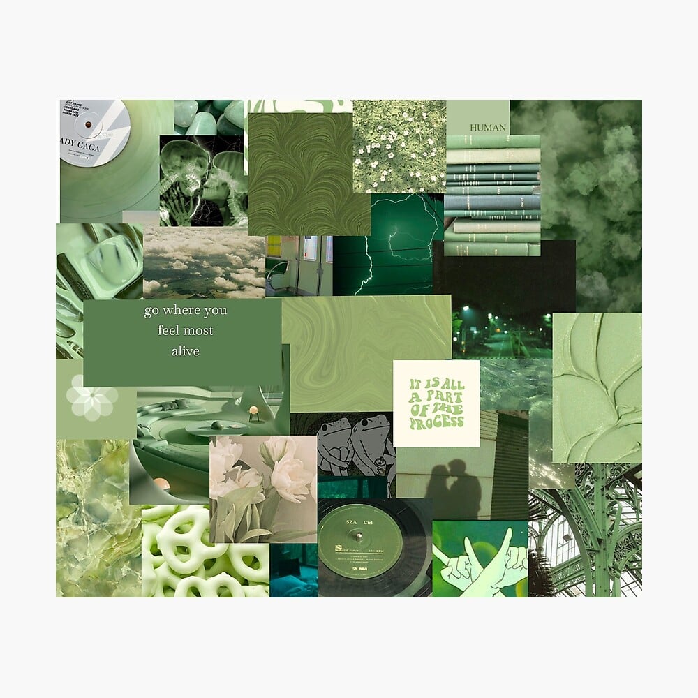 Aesthetic Sage Green Collage Poster