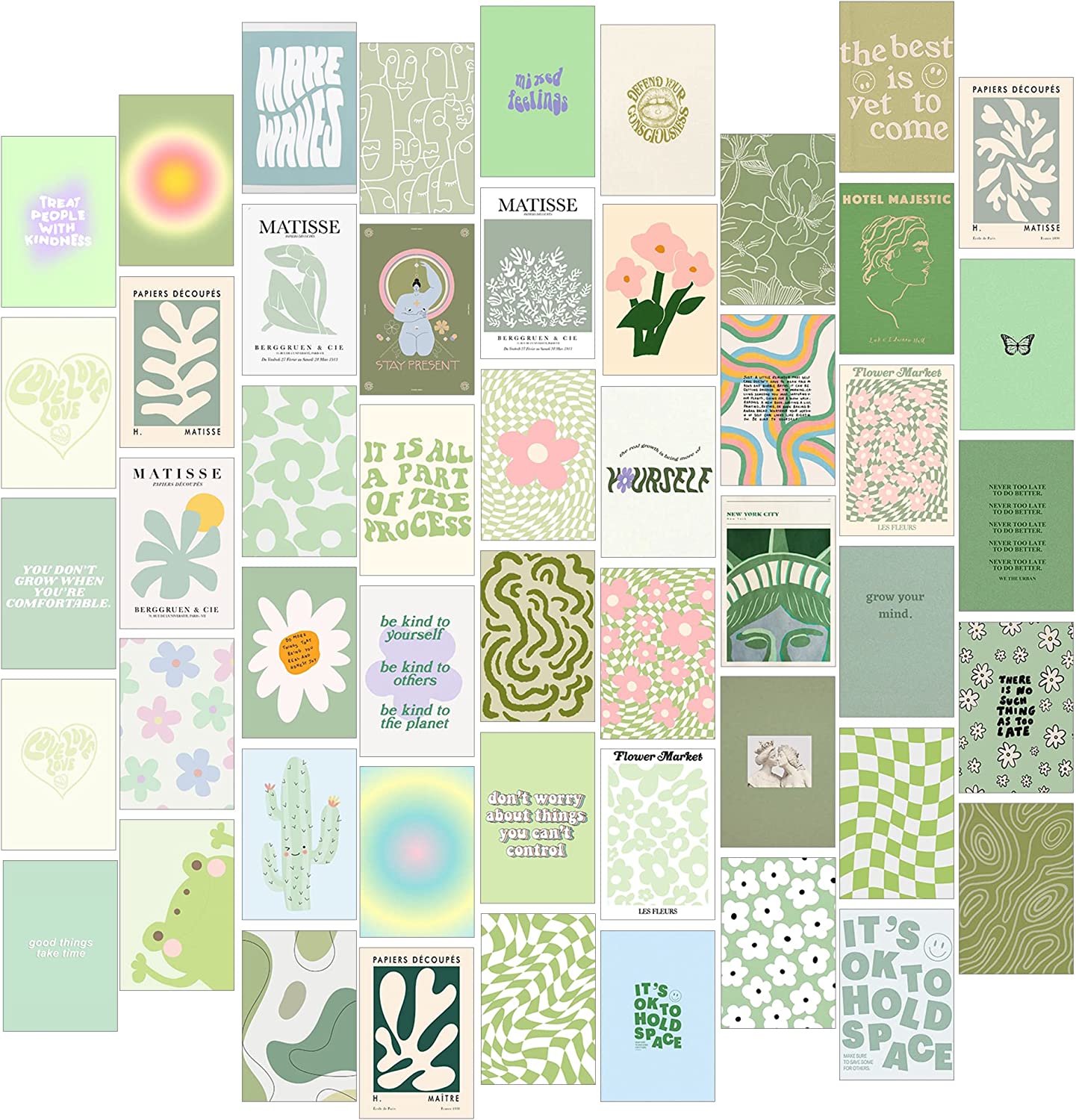 Buy Sage Green Room Decor Aesthetic, Danish Pastel Wall Collage Kit Aesthetic Picture, Sage Green Wall Decor for Bedroom, Preppy Room Decor for Teen Girls Bedroom, Danish Pastel Posters for Women Bedrooms