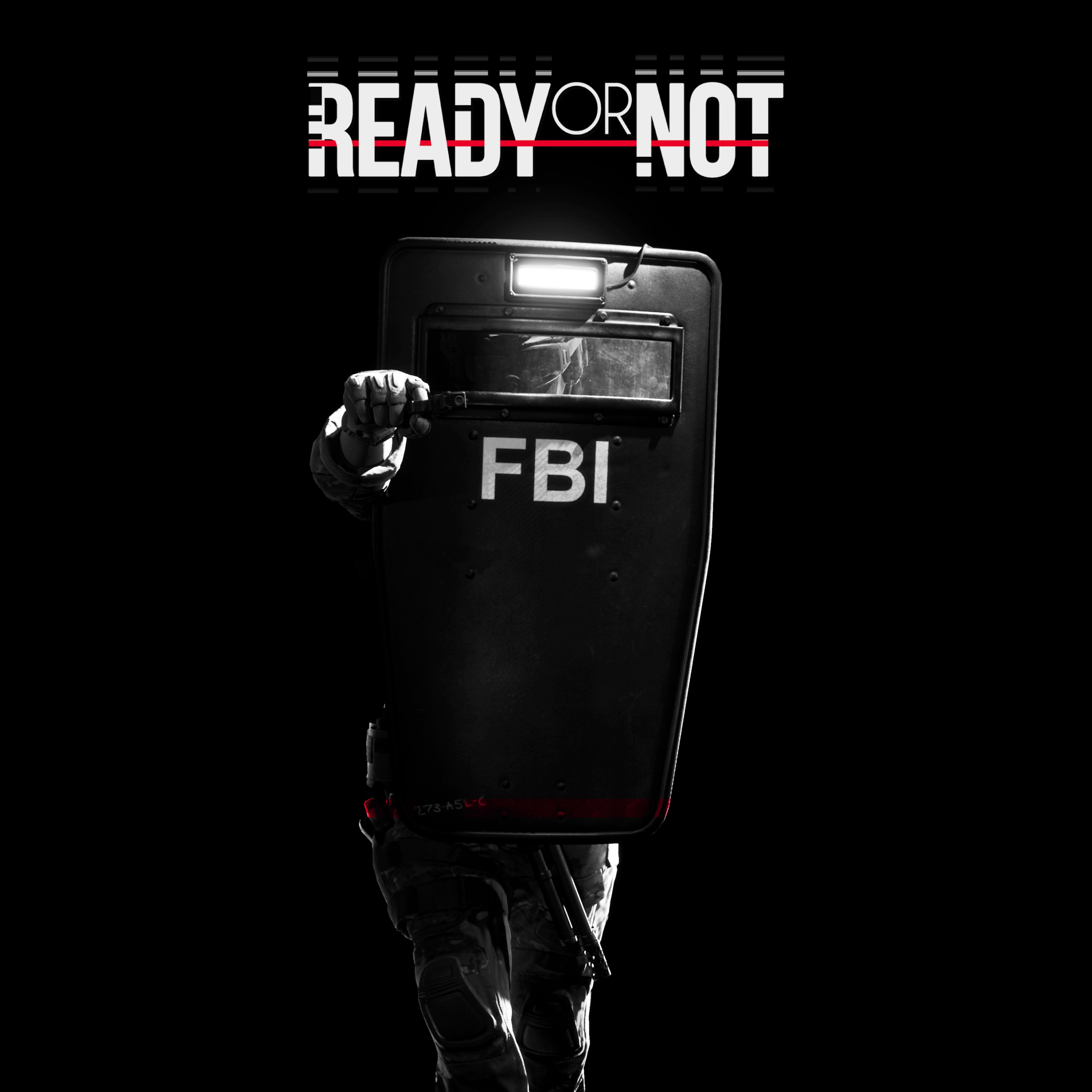 Ready Or Not Wallpaper 4K, FBI, Police, Shield, Black Background, 5K, Black Dark
