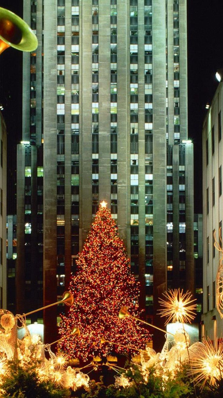 Christmas in New York Tree Lights Phone Wallpaper HD. Christmas lights wallpaper, New york christmas, Wallpaper free download
