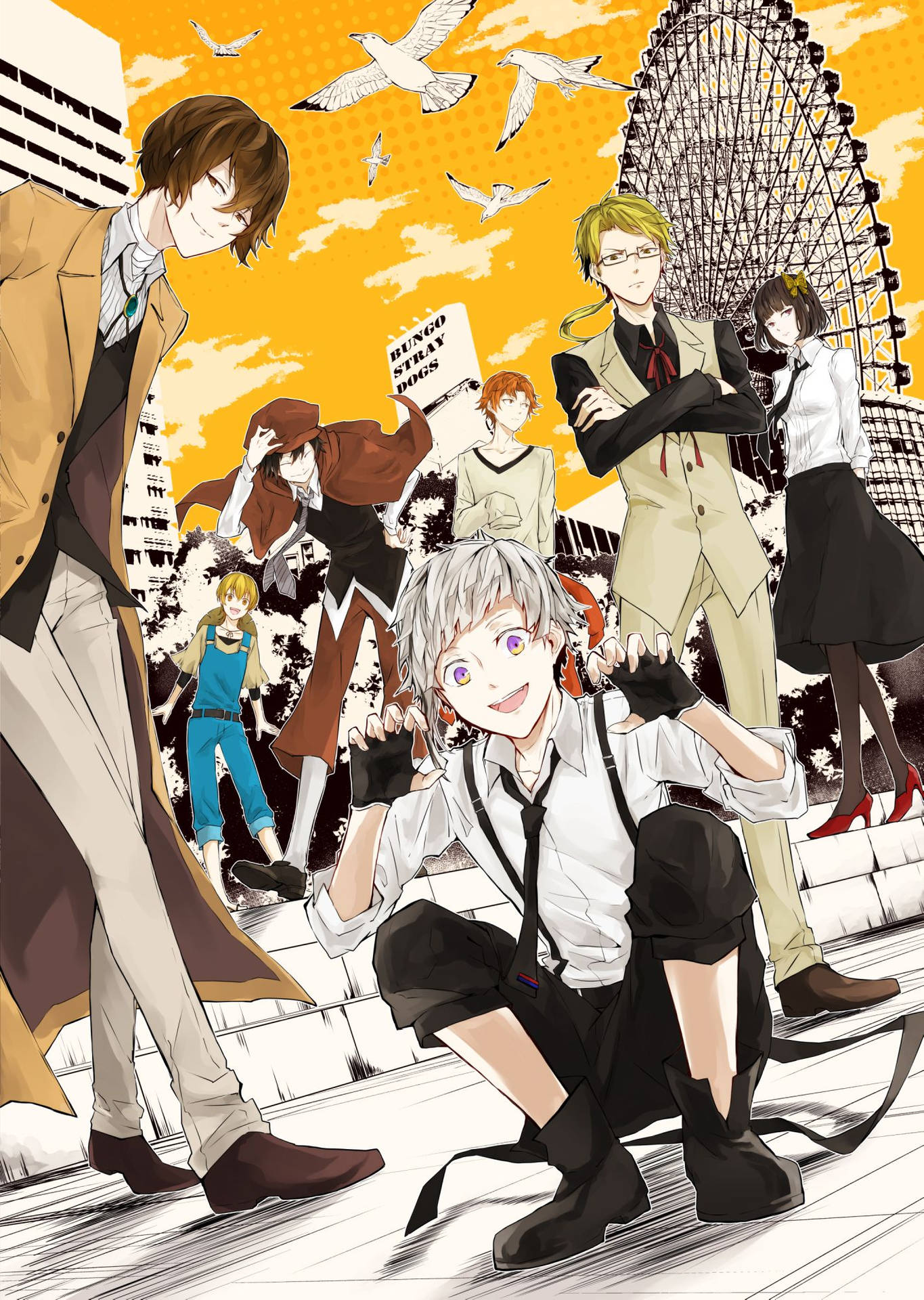 Download Bungo Stray Dogs Characters And Ferris Wheel Wallpaper
