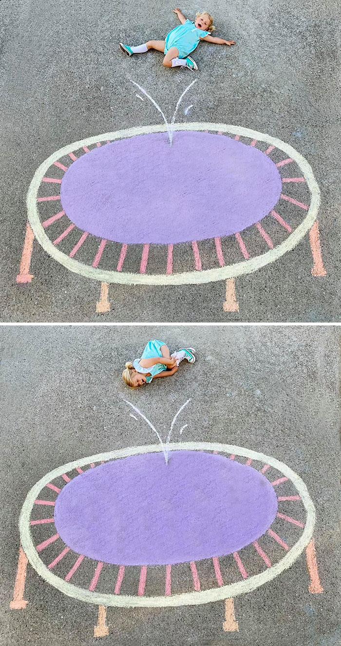 Pics Of A Family That Uses Chalk Art To Go On Adventures During The Lockdown