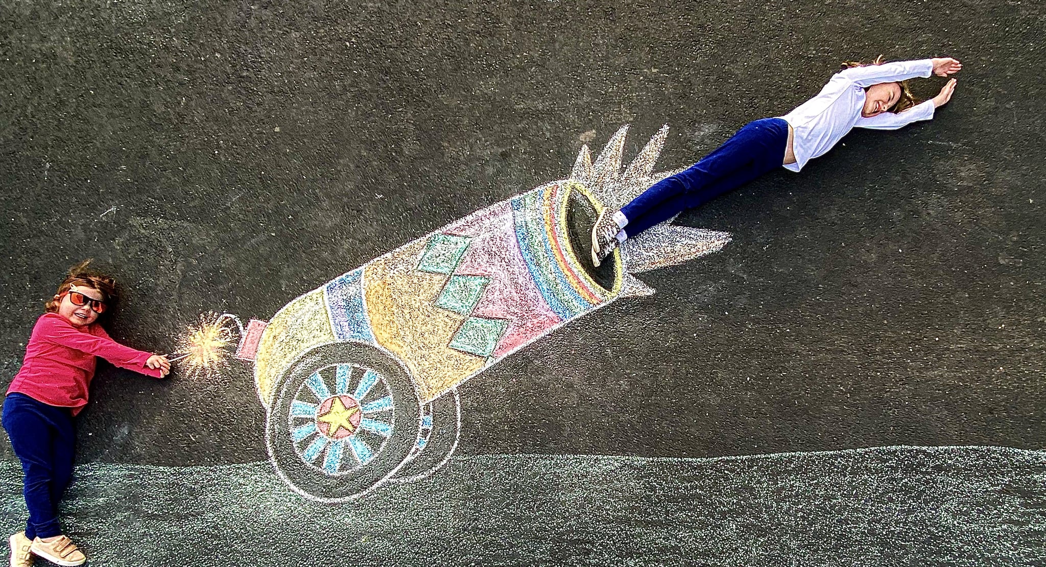 Mom Makes Sidewalk Chalk Art During While Social Distancing