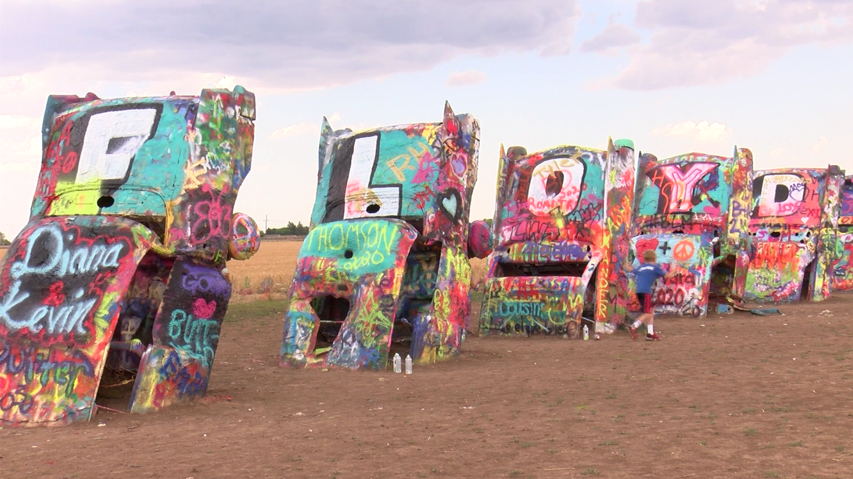 Cadillac Ranch cars painted to honor George Floyd