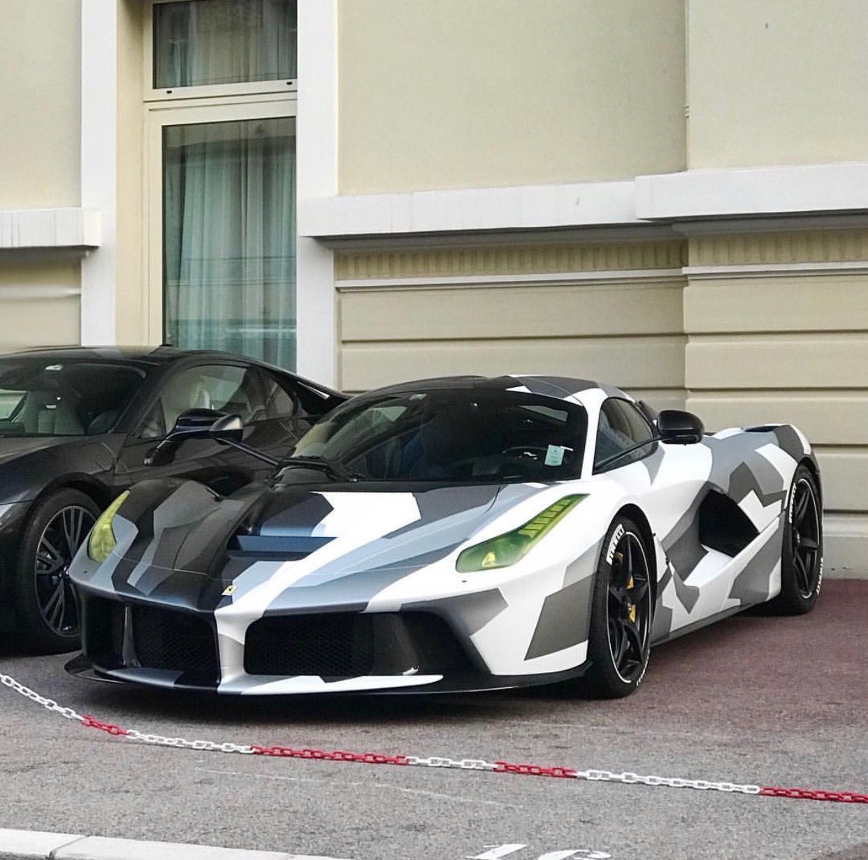 Ferrari LaFerrari painted in Grigio and wrapped in a Black, White and Gray rectangular camouflage Photo taken by:. Ferrari laferrari, La ferrari, Luxury cars