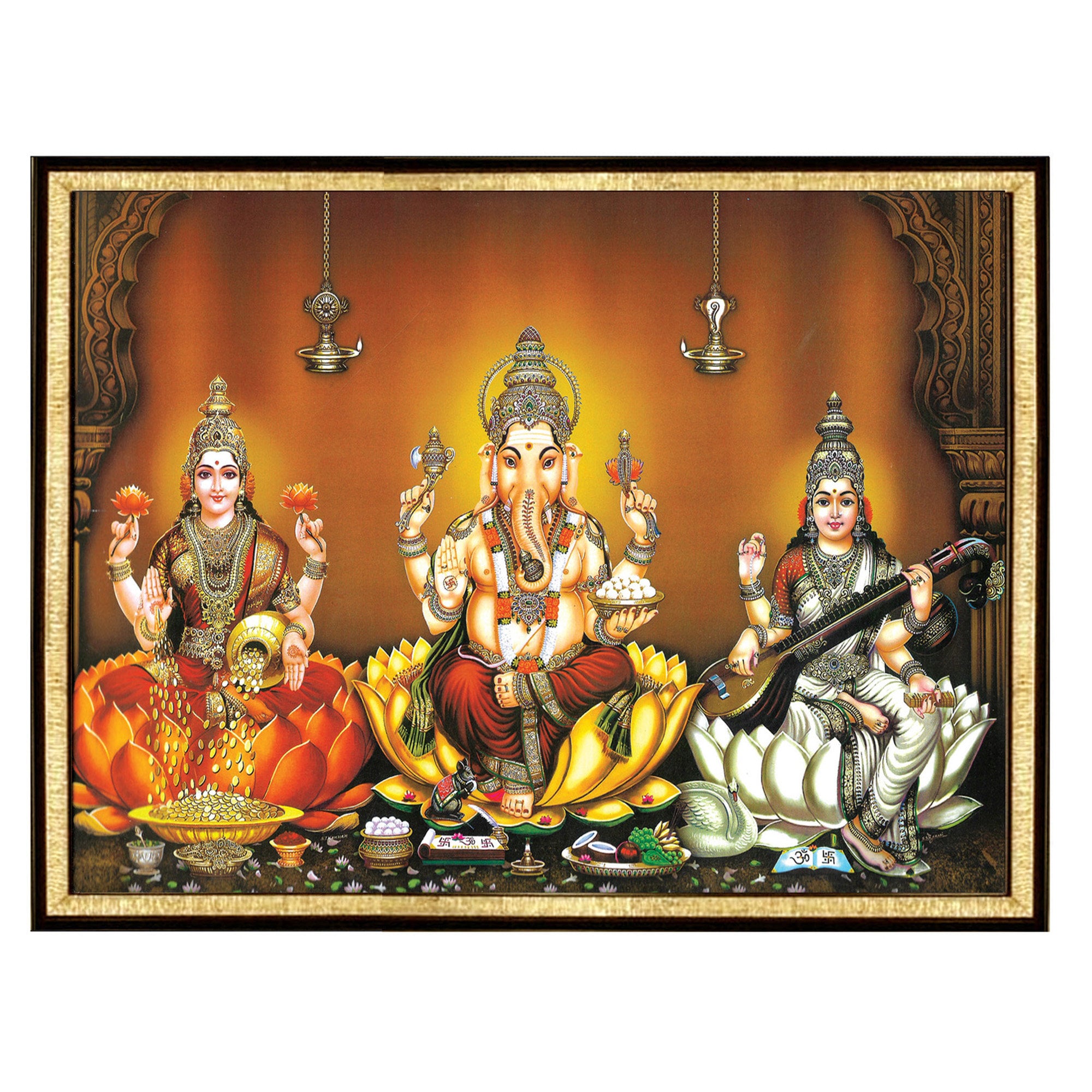 3 In 1 Lakshmi Ganesha Saraswati Digital Photo Frame Puja