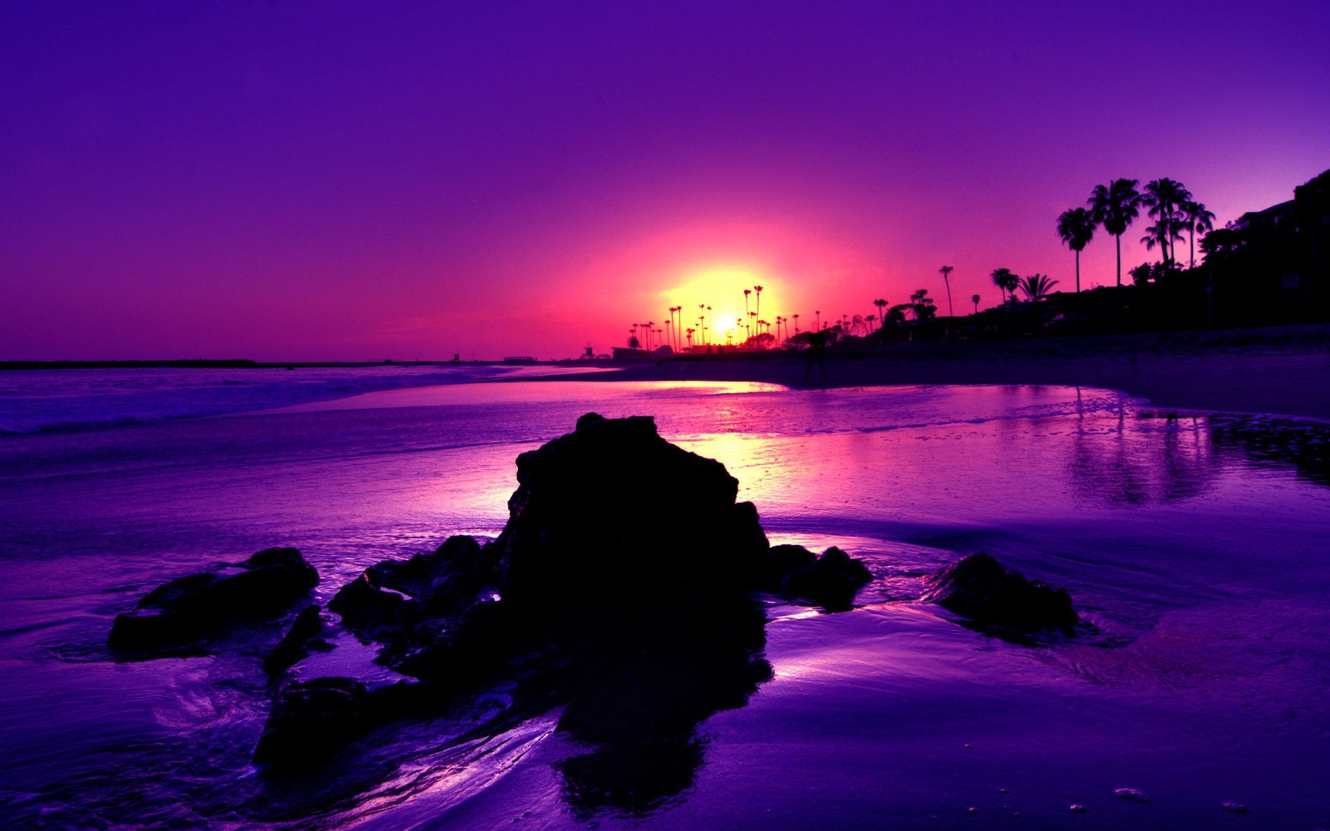 Purple Tropical Sunset Beach Wallpaper Free Purple Tropical Sunset Beach Background