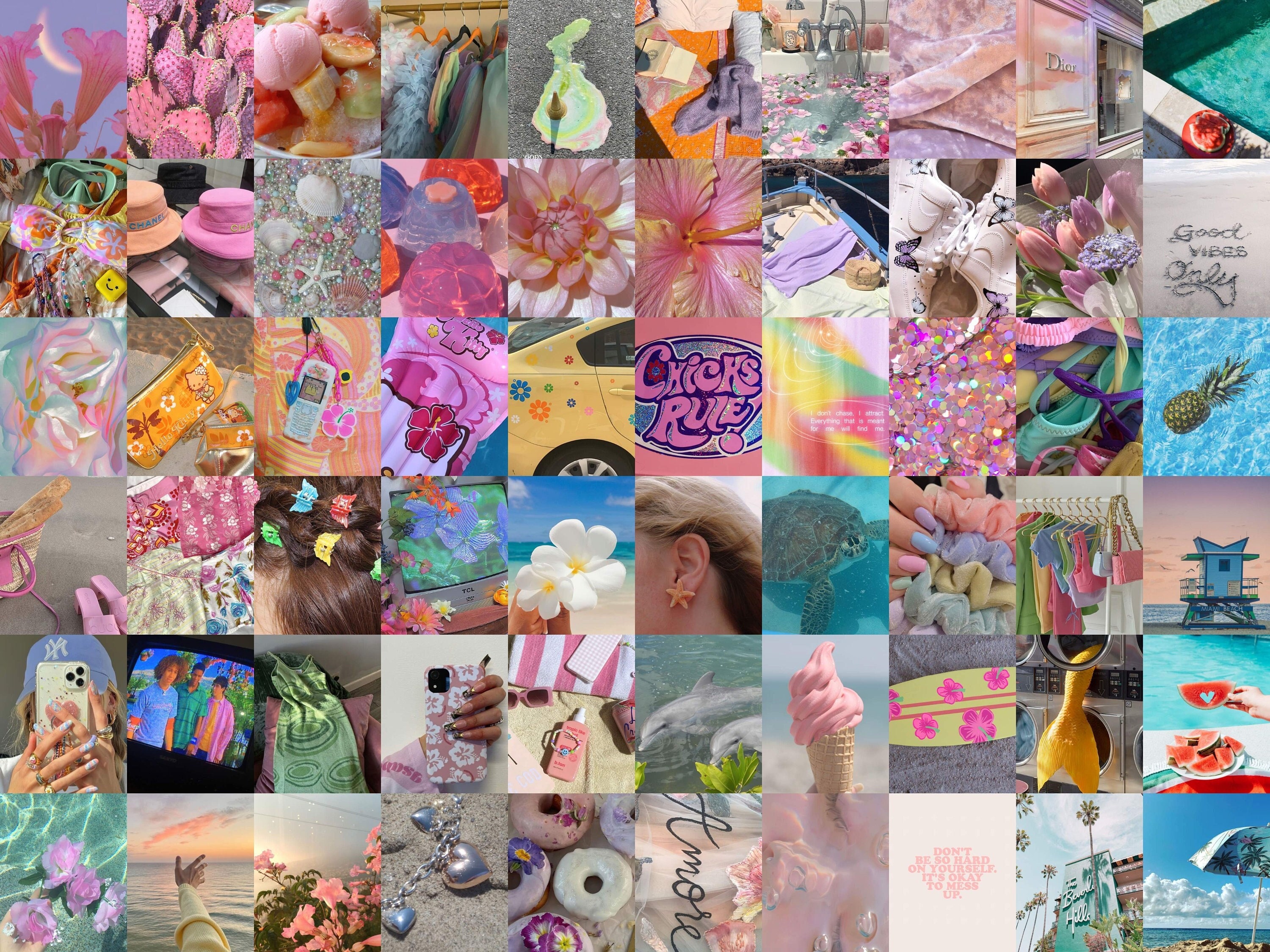 Coconut Girl Aesthetic Wall Collage Kit Beach Wall Kit