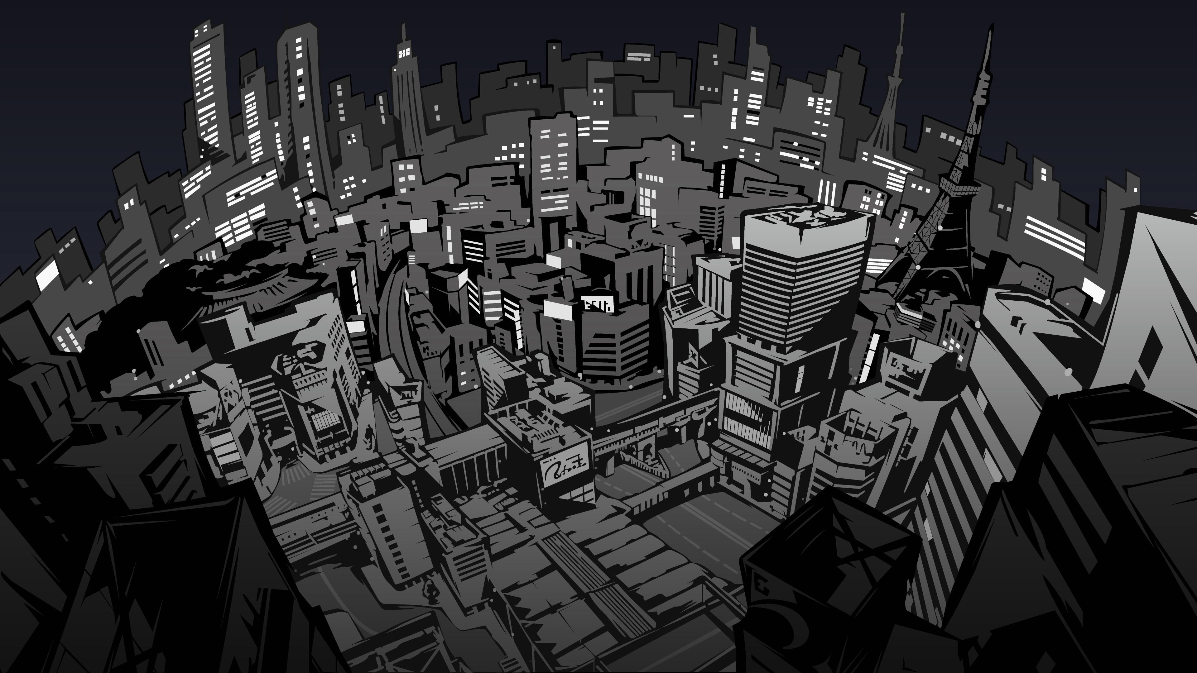 Persona Nighttime Tokyo 4K wallpaper. Persona City illustration, Background