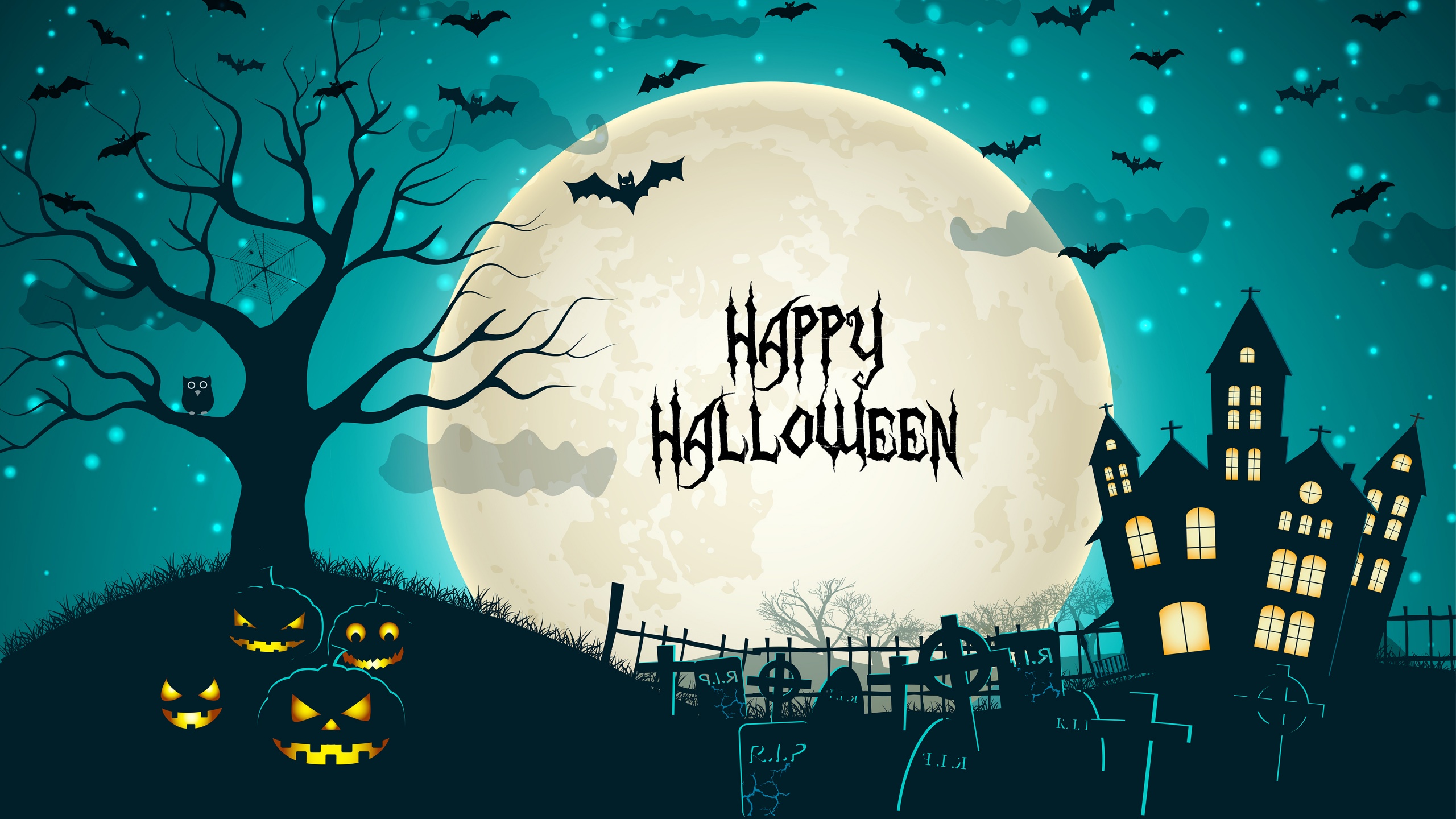 Happy Halloween Wallpaper 4K, Haunted Castle, Scary, Halloween Night, Celebrations Halloween