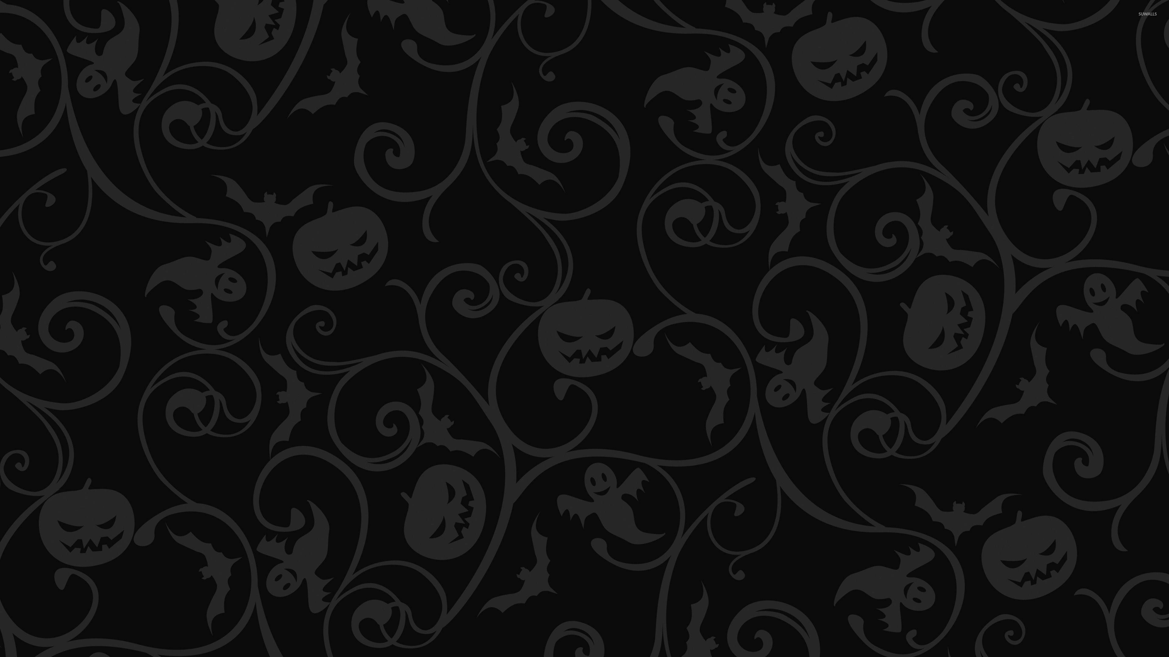 Download Dark Halloween Pumpkin Bats Pattern Wallpaper