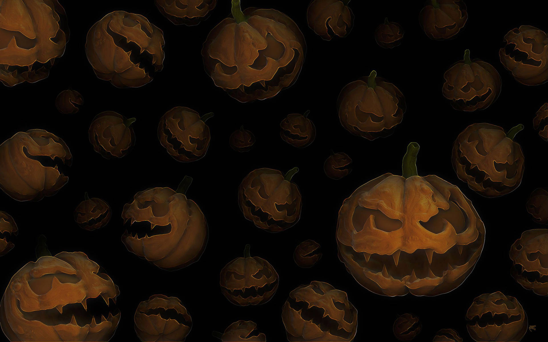 Download Scary Halloween Ghostly Pumpkin Heads Wallpaper