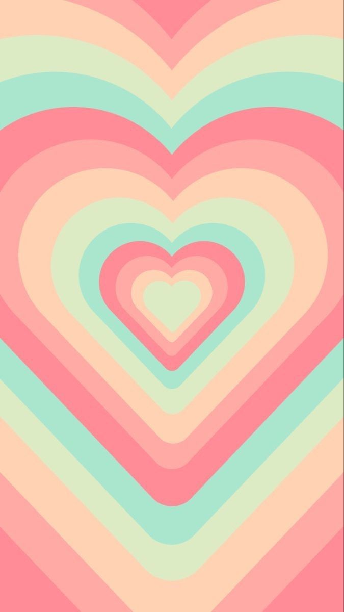 Pastel Rainbow layered hearts aesthetic wallpaper