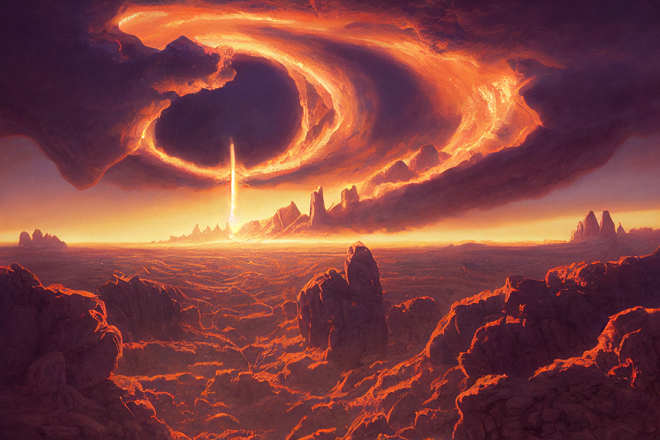 Portals Clouds Desert Magic Fantasy Art Wallpaper:2304x1536